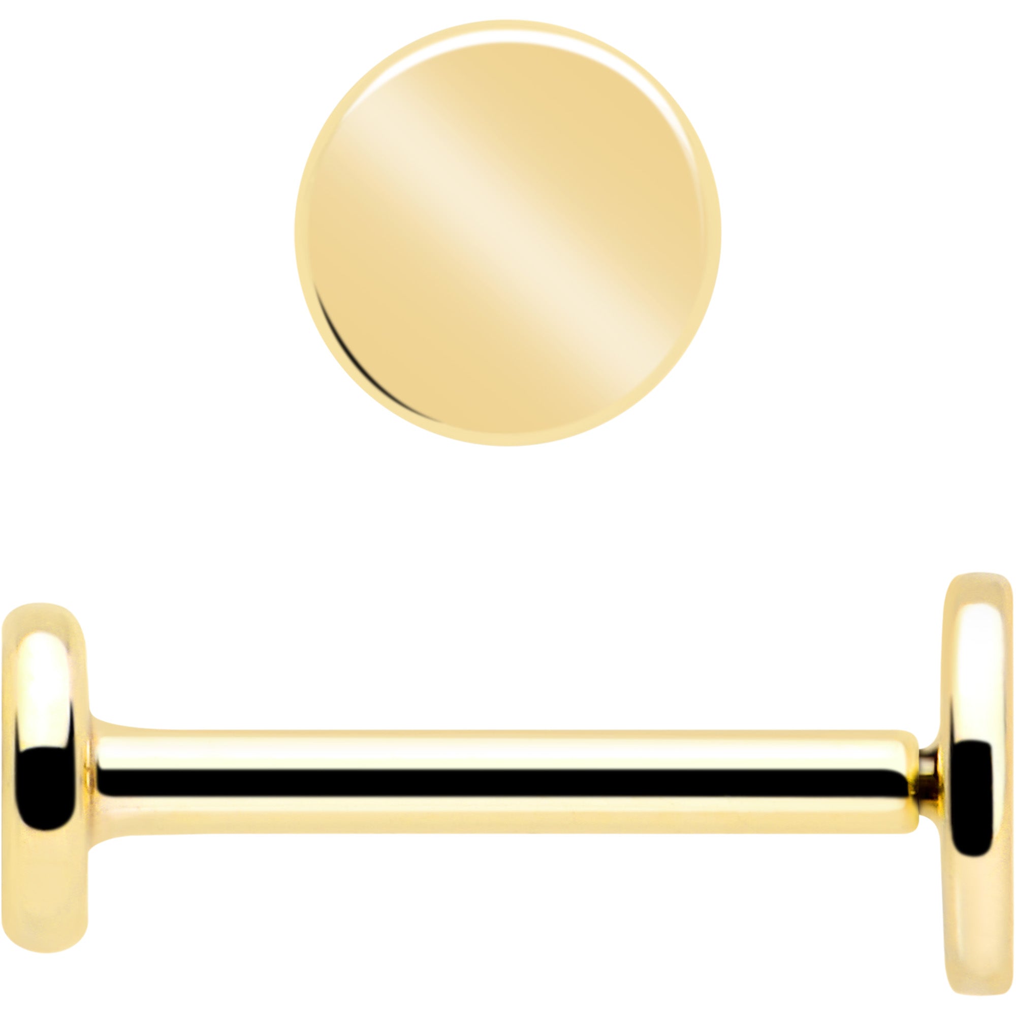 14k gold flat back threadless 20 gauge earring