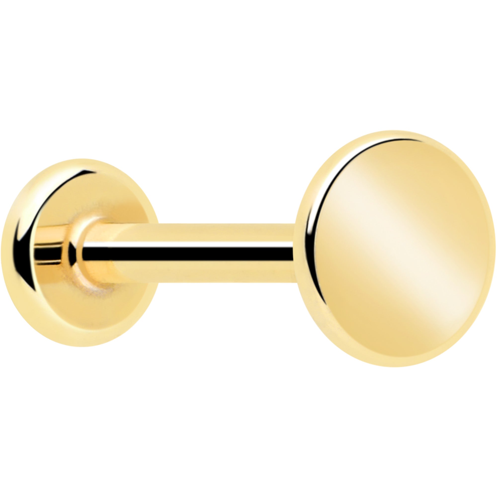 small disc solid gold flat back earring 14k