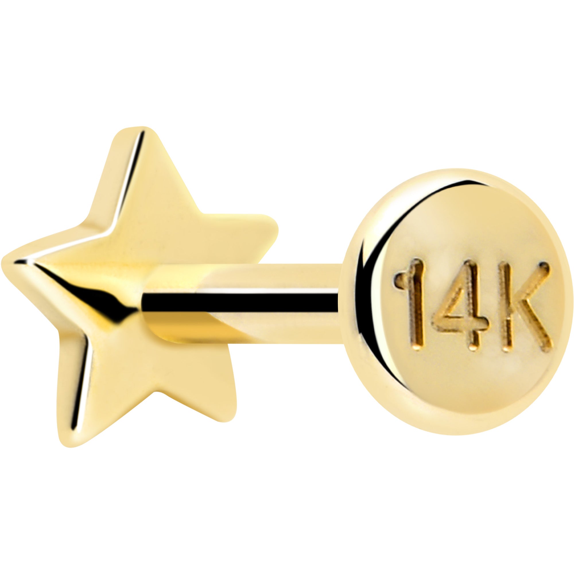 flat back gold star stud 3mm 14k