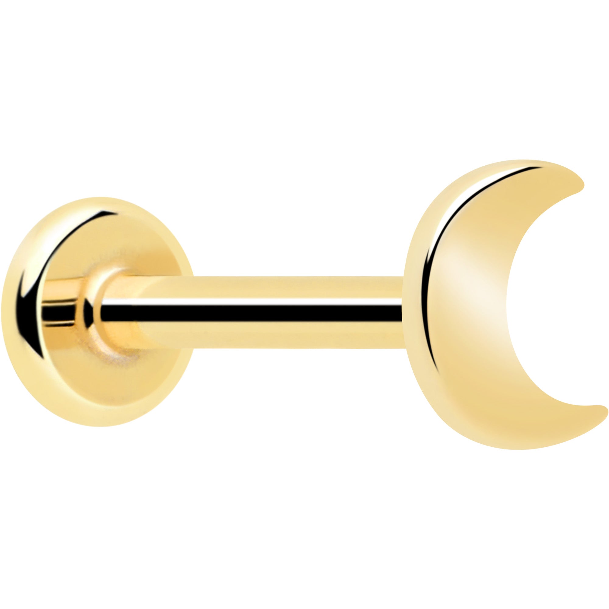 20 gauge 14k yellow gold moon stud earring