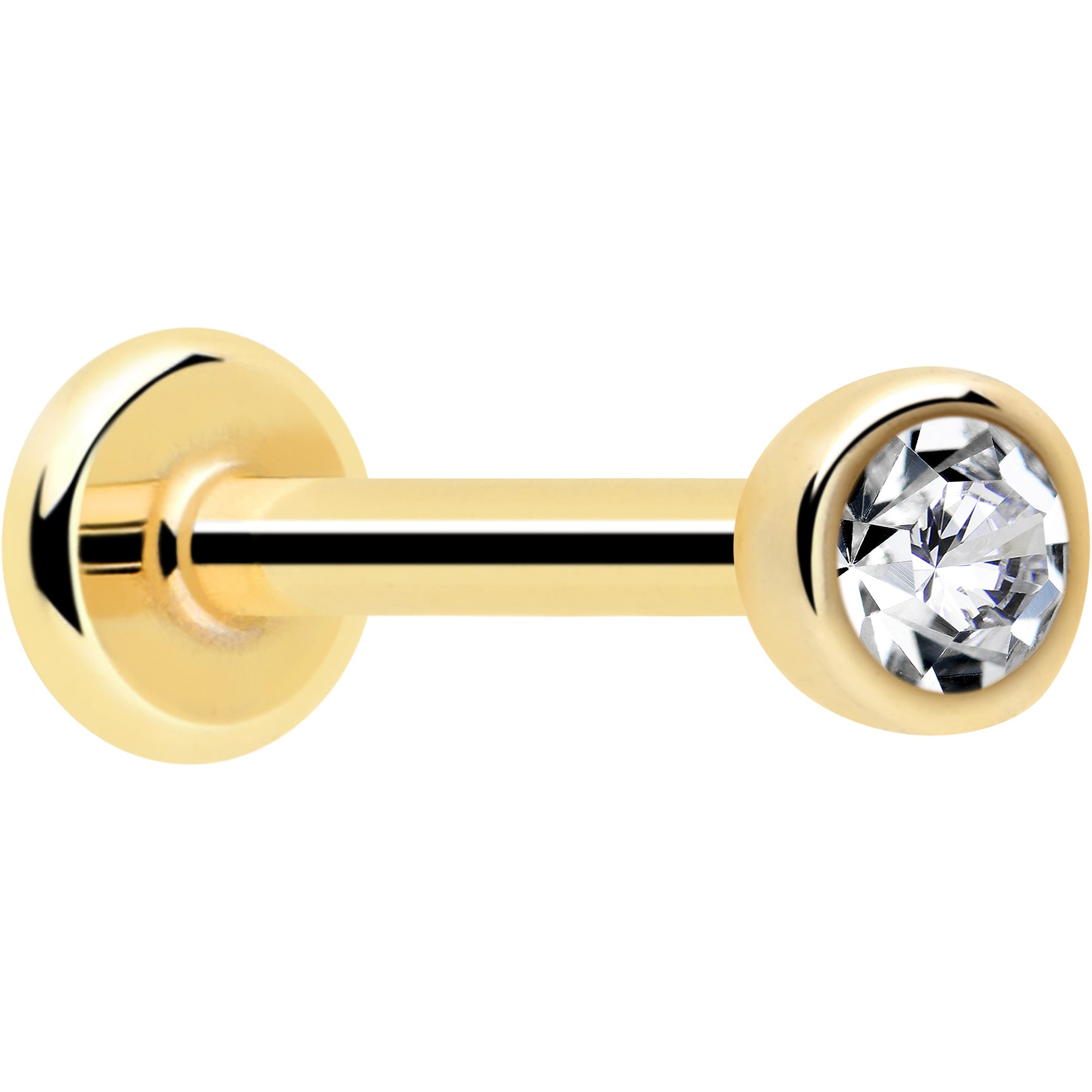 Hypoallergenic solid gold CZ threadless earring