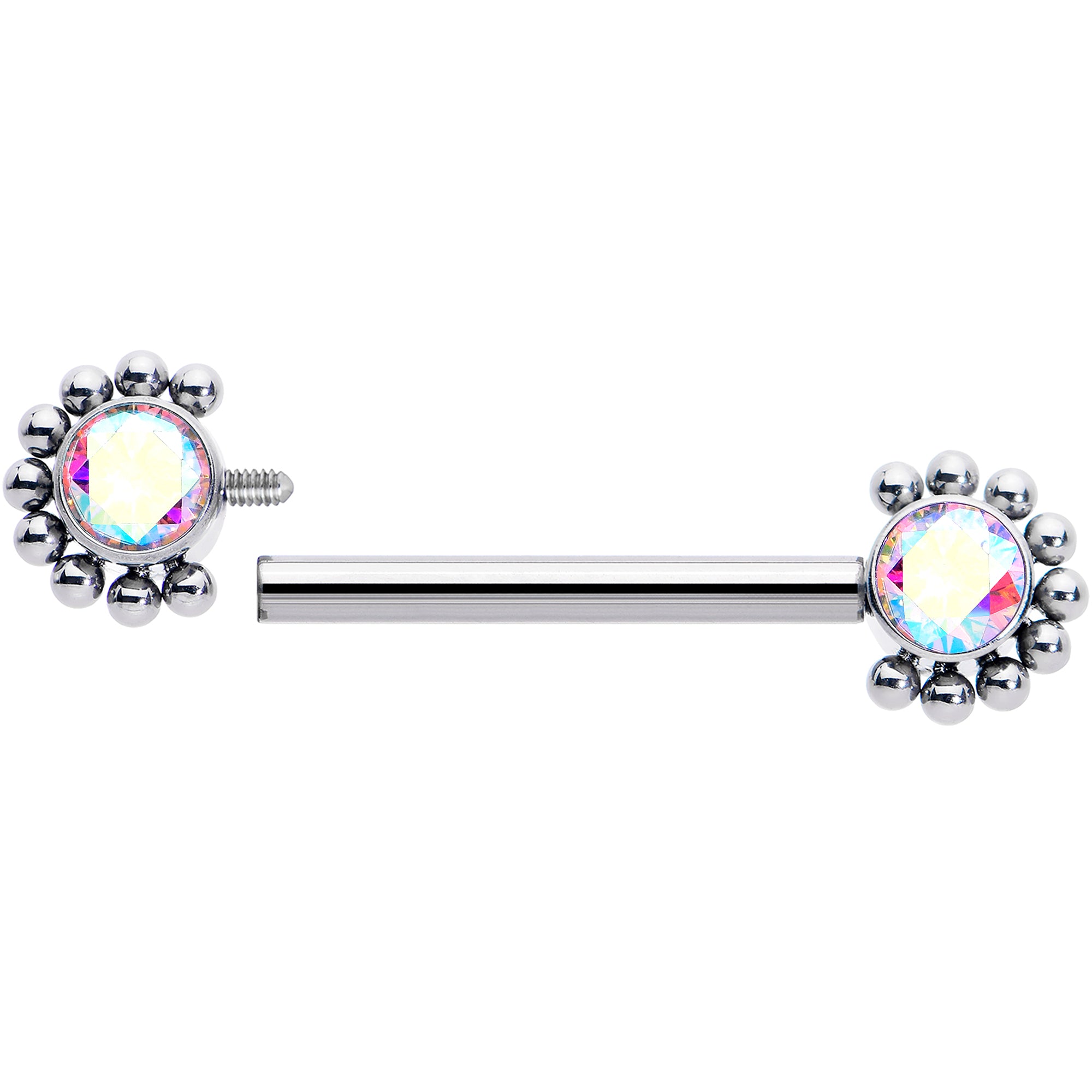 Internally threaded ASTM F-136 titanium nipple ring with CZ gem
