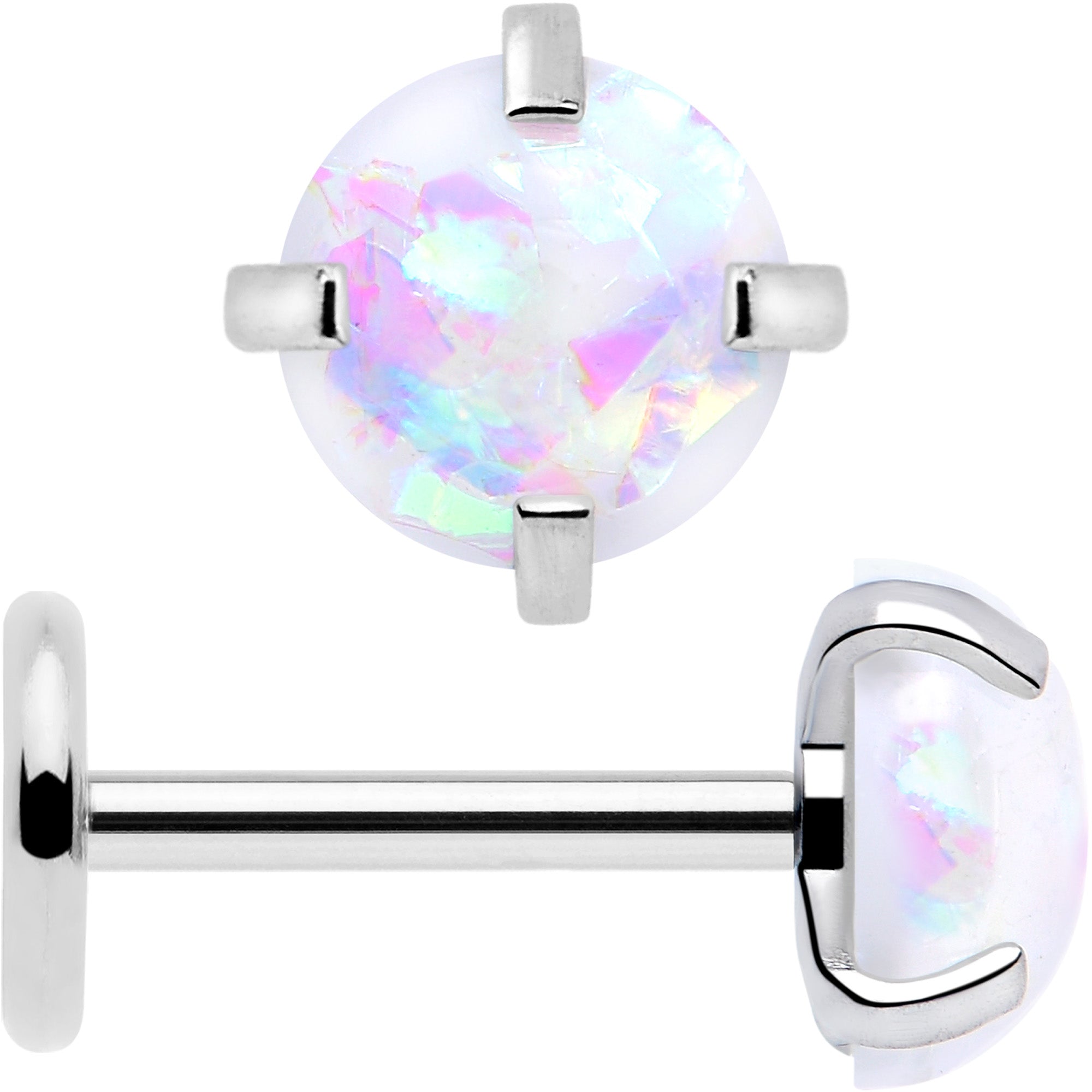 4mm synthetic opal earrings flat back set