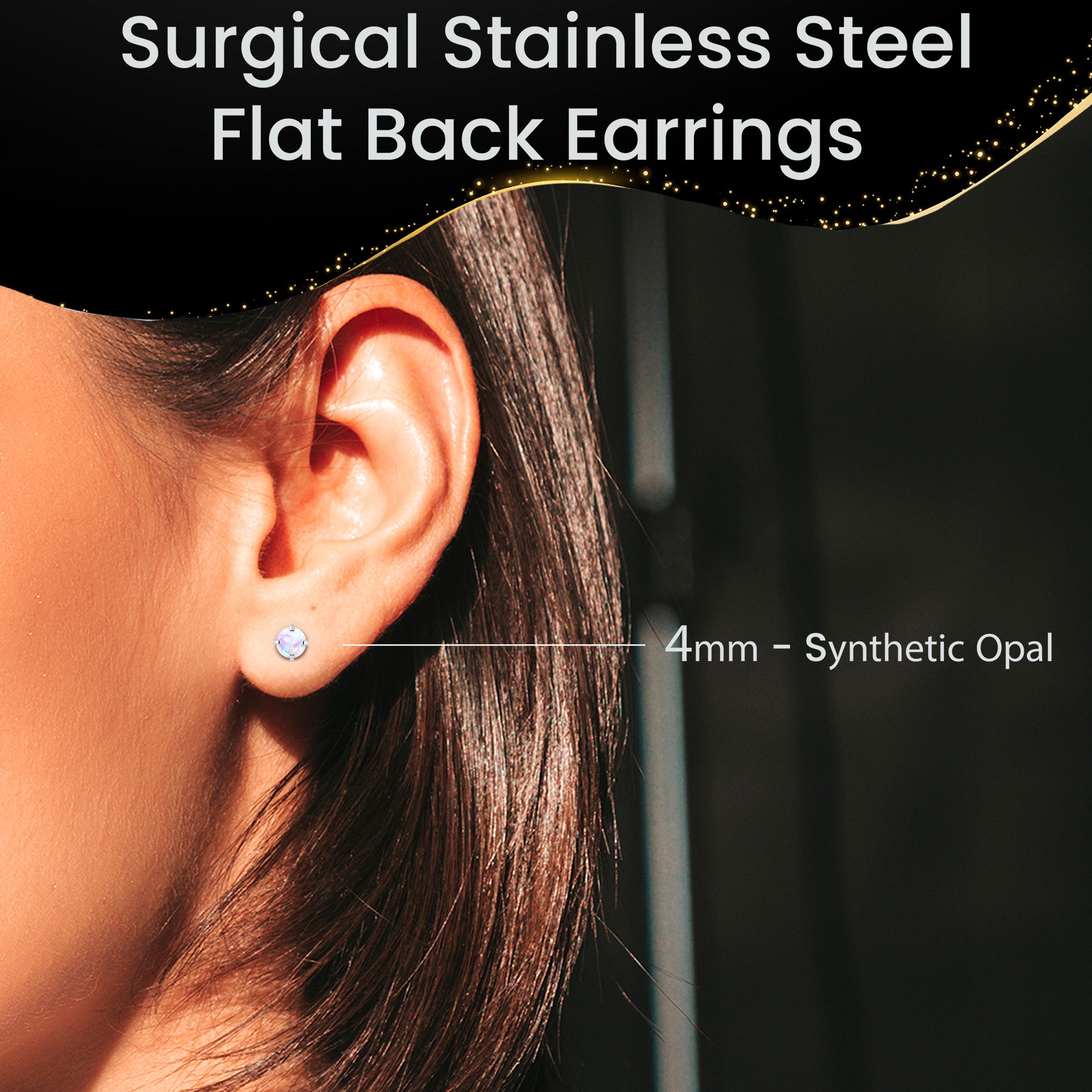 opal flat back earrings set 4mm