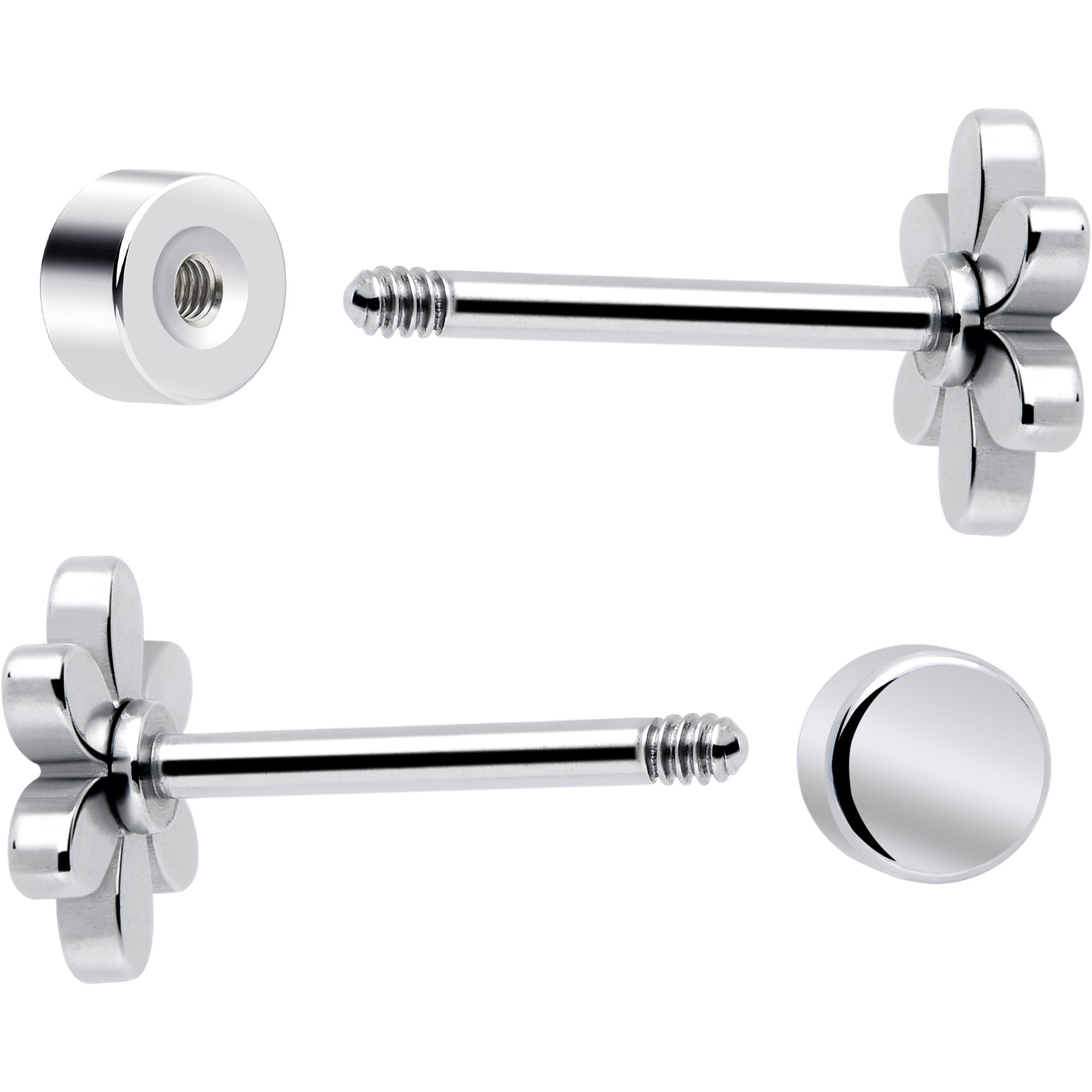 Pink Aurora Gem Flower Star Heart Earring Set for Piercings