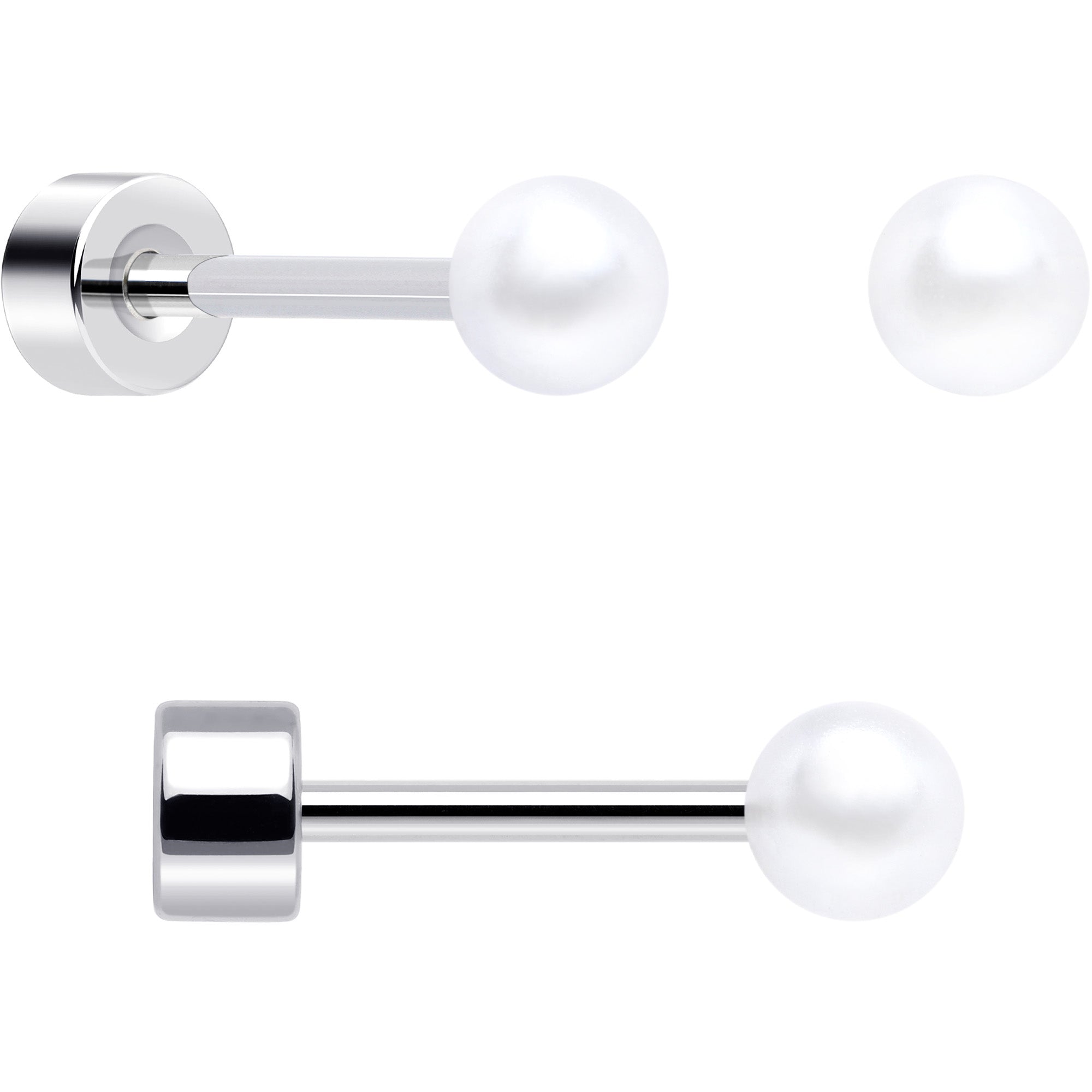 Set of 6 White Orb 20 Gauge Clear Gem Flatback Earrings