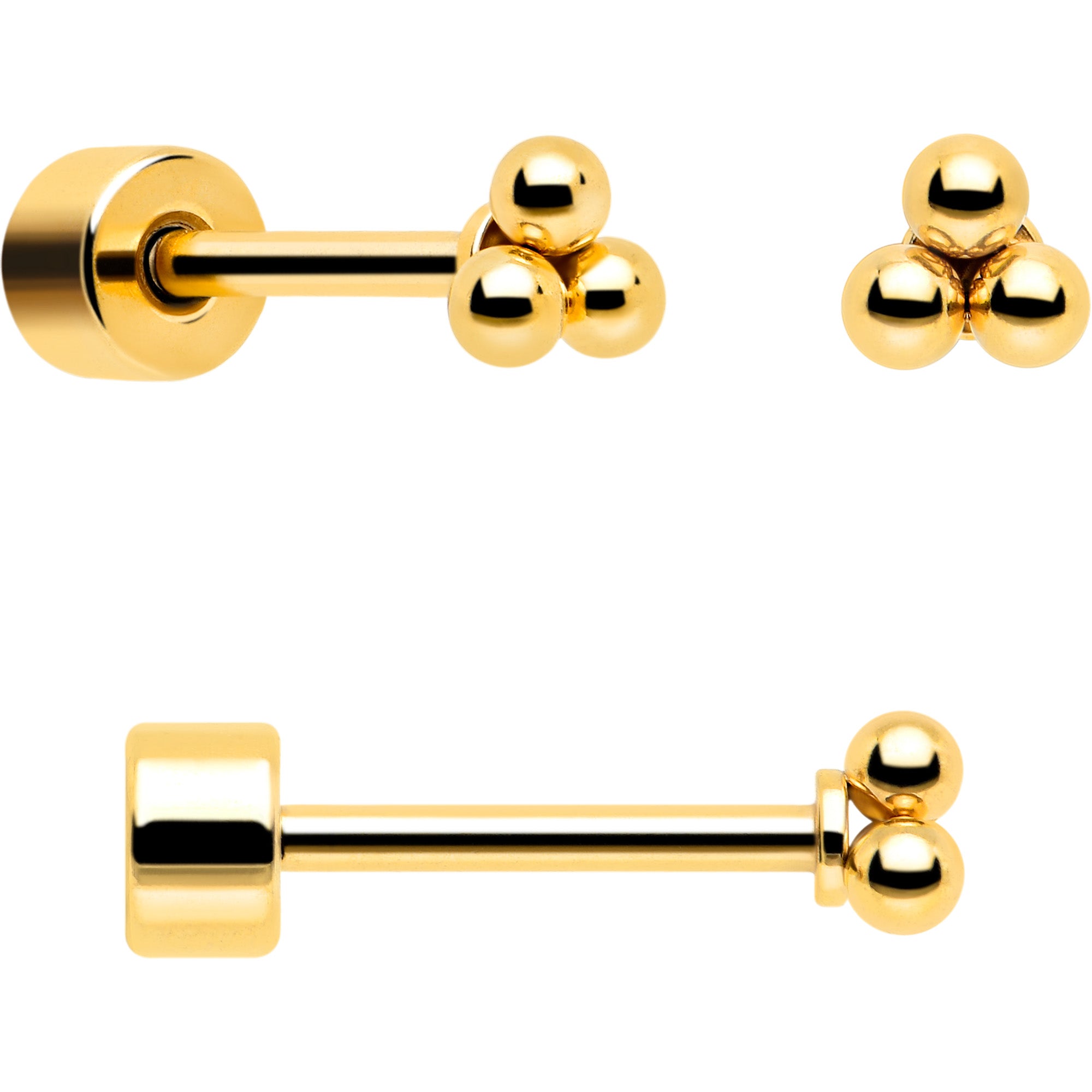 Clear Gem Gold Tone Ball Chain Dangle Earrings Set of 6