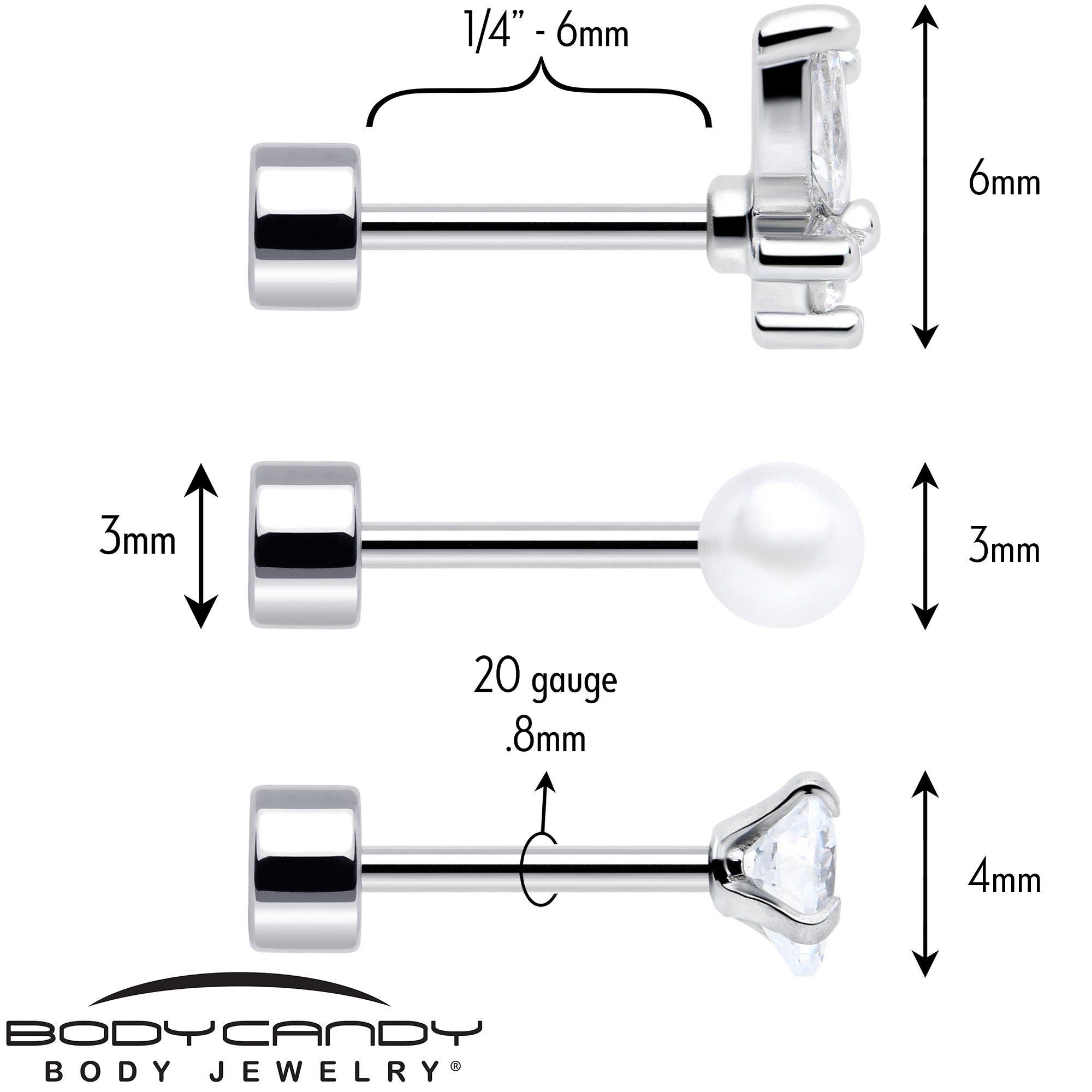 20 Gauge White Orb Butterfly Flatback Earrings