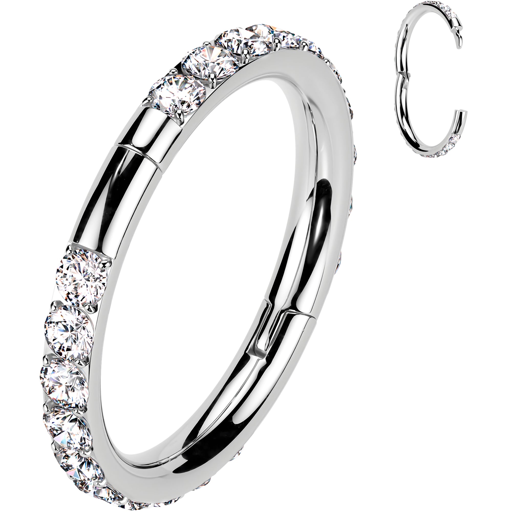 Implant Grade Titanium Forward CZ Double Sided Hoop Segment Ring