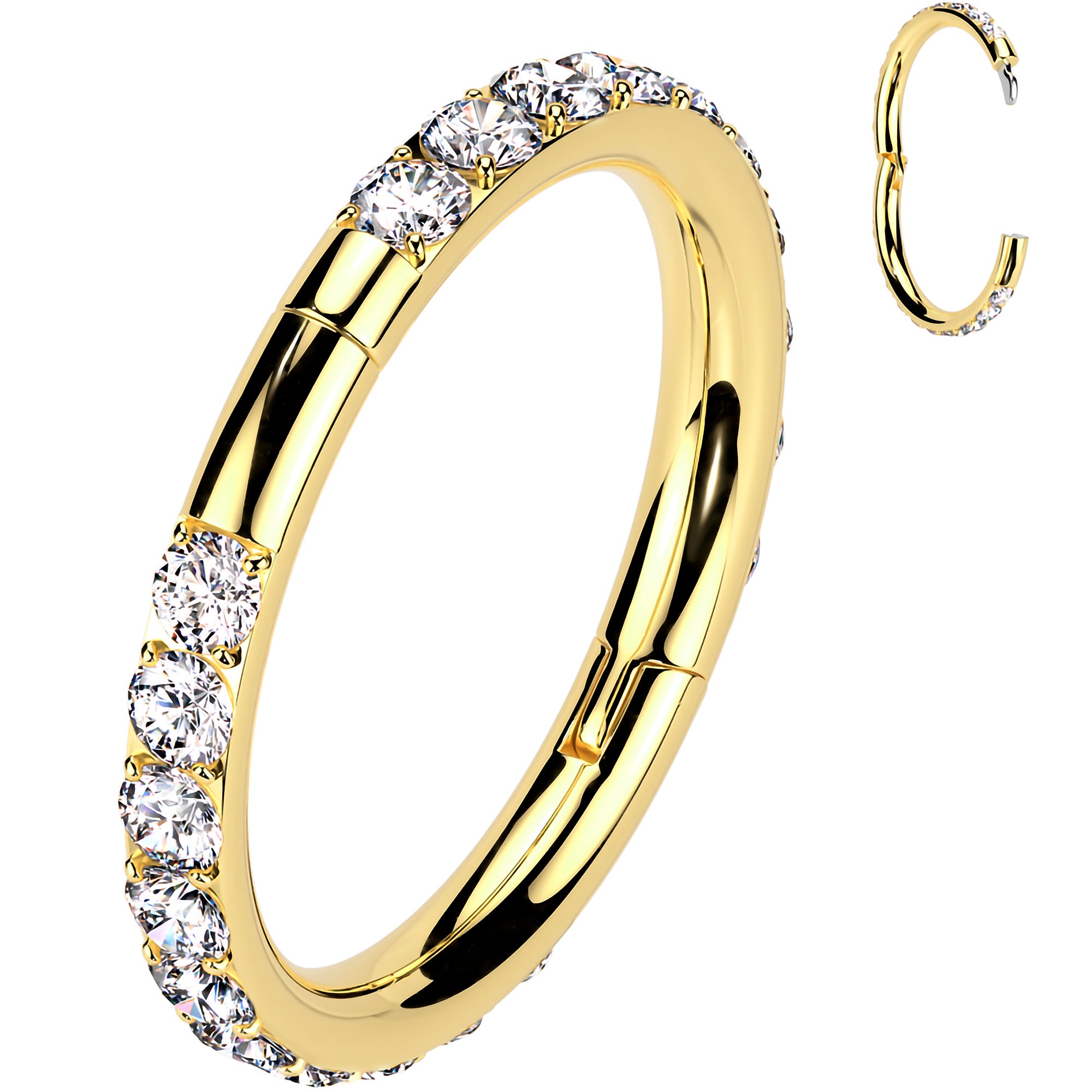 Implant Grade Titanium Forward CZ Double Sided Hoop Segment Ring