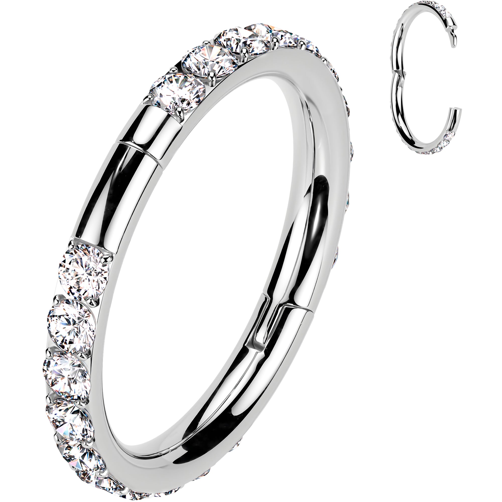 Implant Grade Titanium Forward CZ Double Sided Hoop Segment Ring