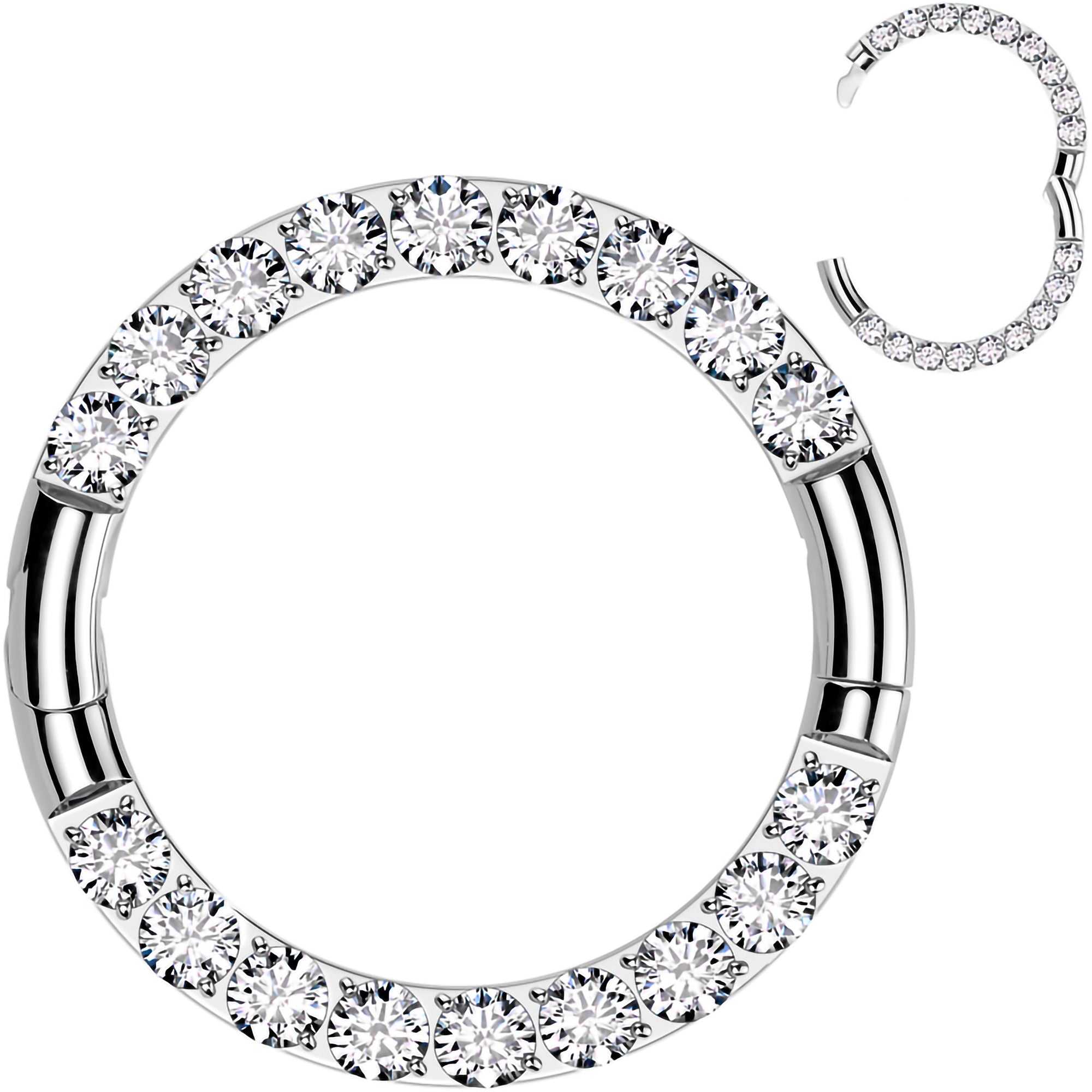16G Implant Grade Titanium CZ Double Row Hoop Segment Ring