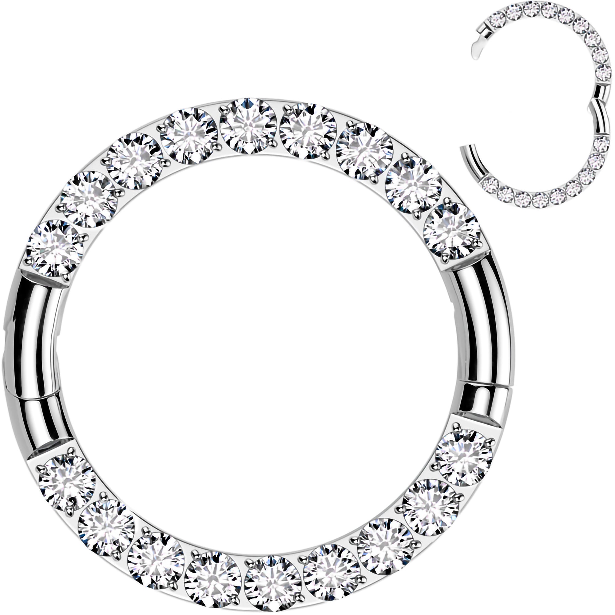 16G Implant Grade Titanium CZ Double Row Hoop Segment Ring
