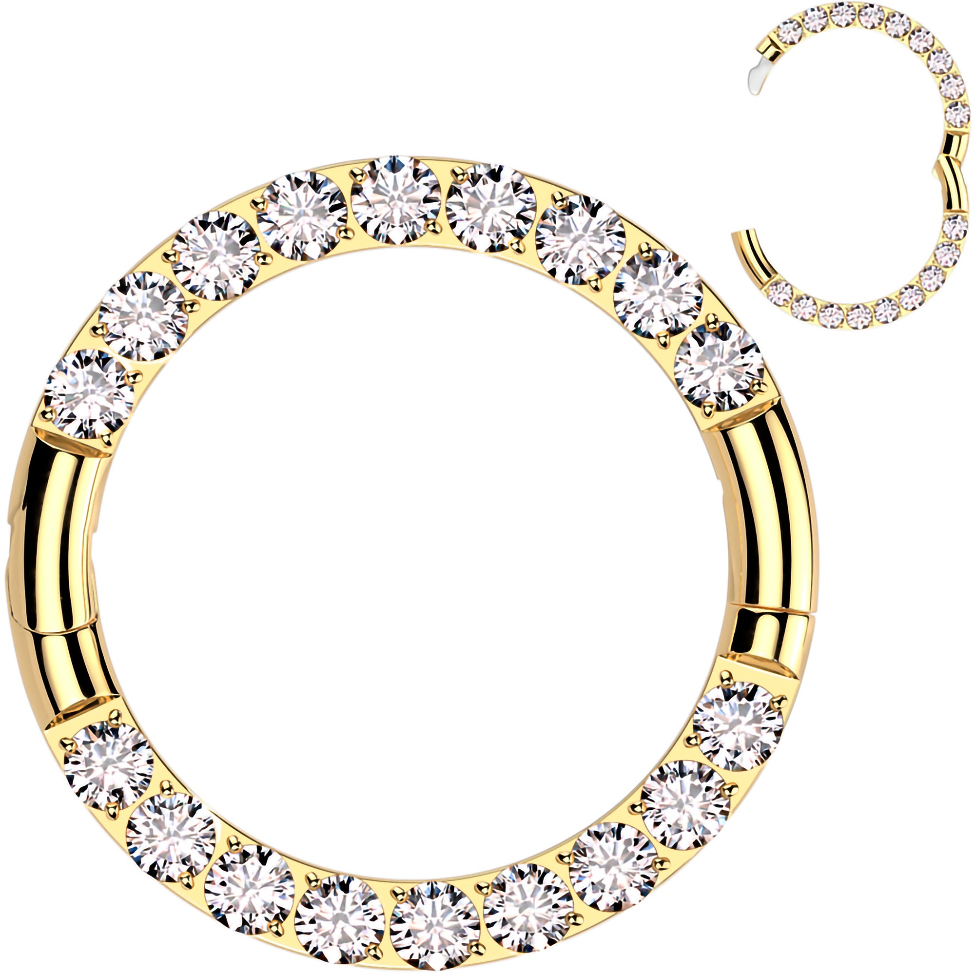 16G Implant Grade Titanium CZ Double Row Hoop Segment Ring