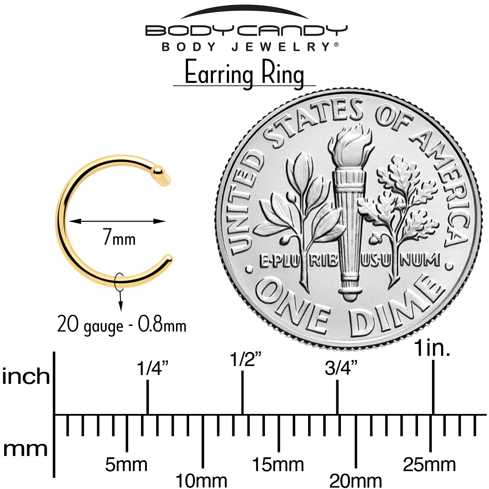 Implant Grade Titanium 20 Gauge Open Hoop