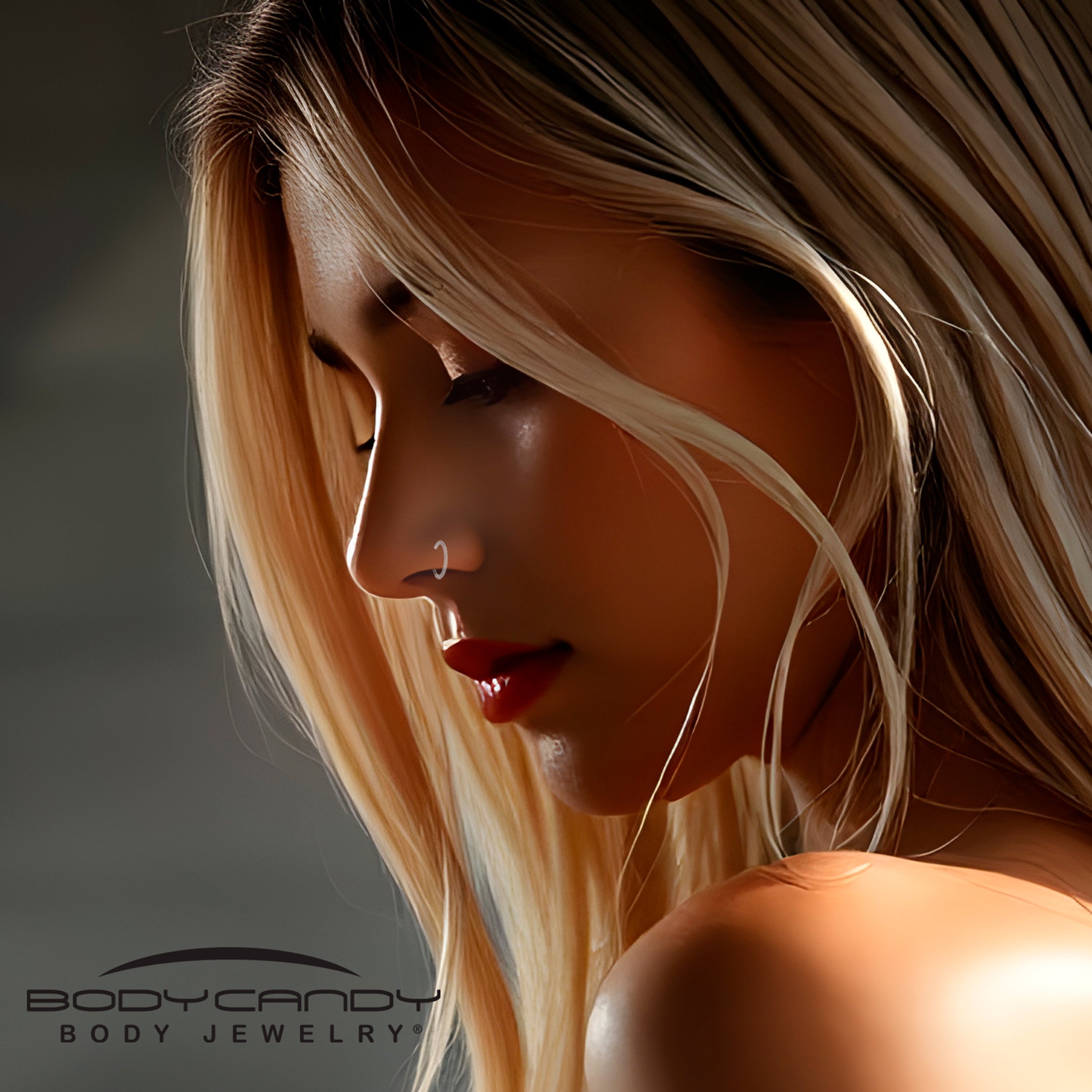 18G Implant Grade Titanium Triple Sided Micro Gem Hinged Nose Hoop