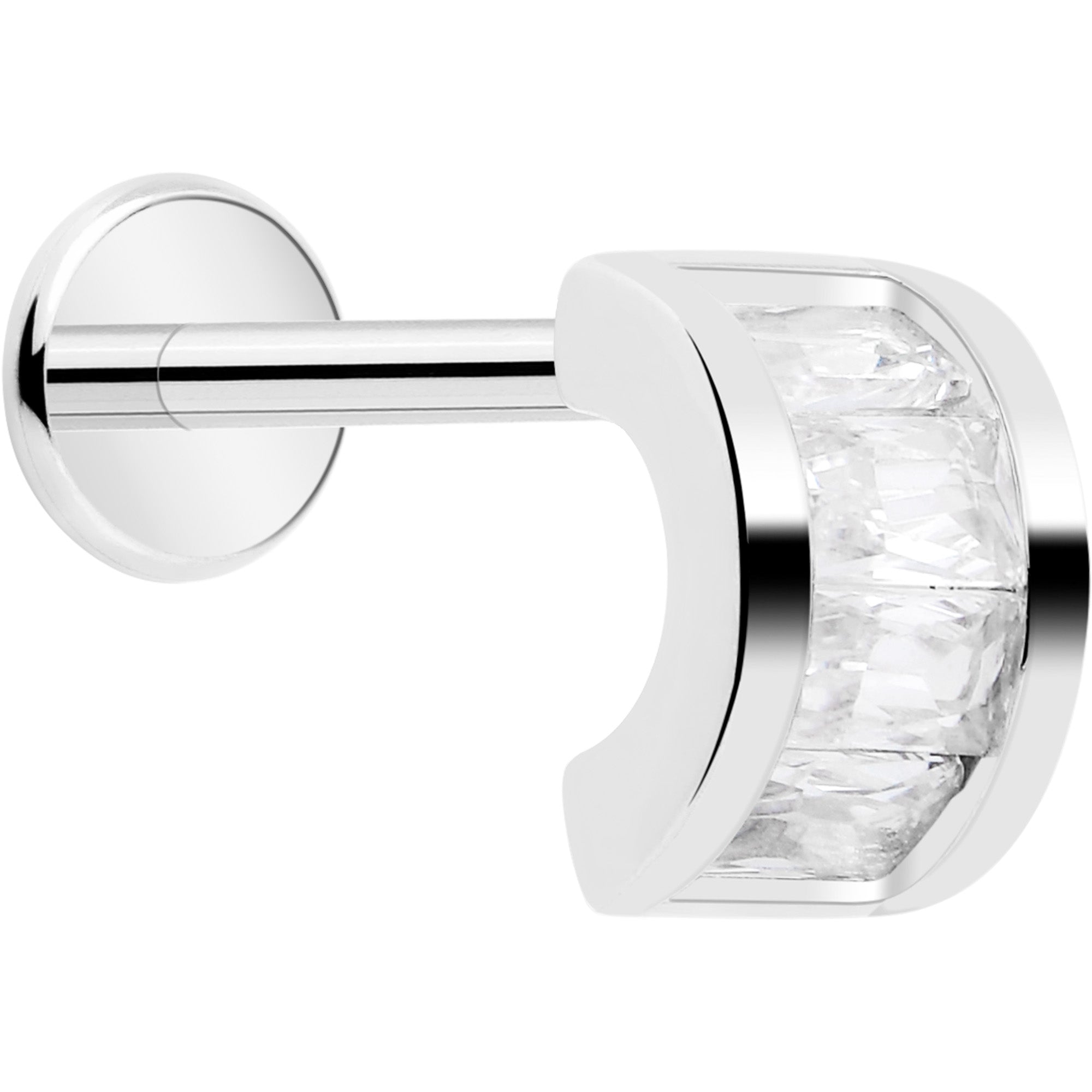 18G 5/16 CZ Gem Horseshoe Threadless Push In Labret Monroe Tragus