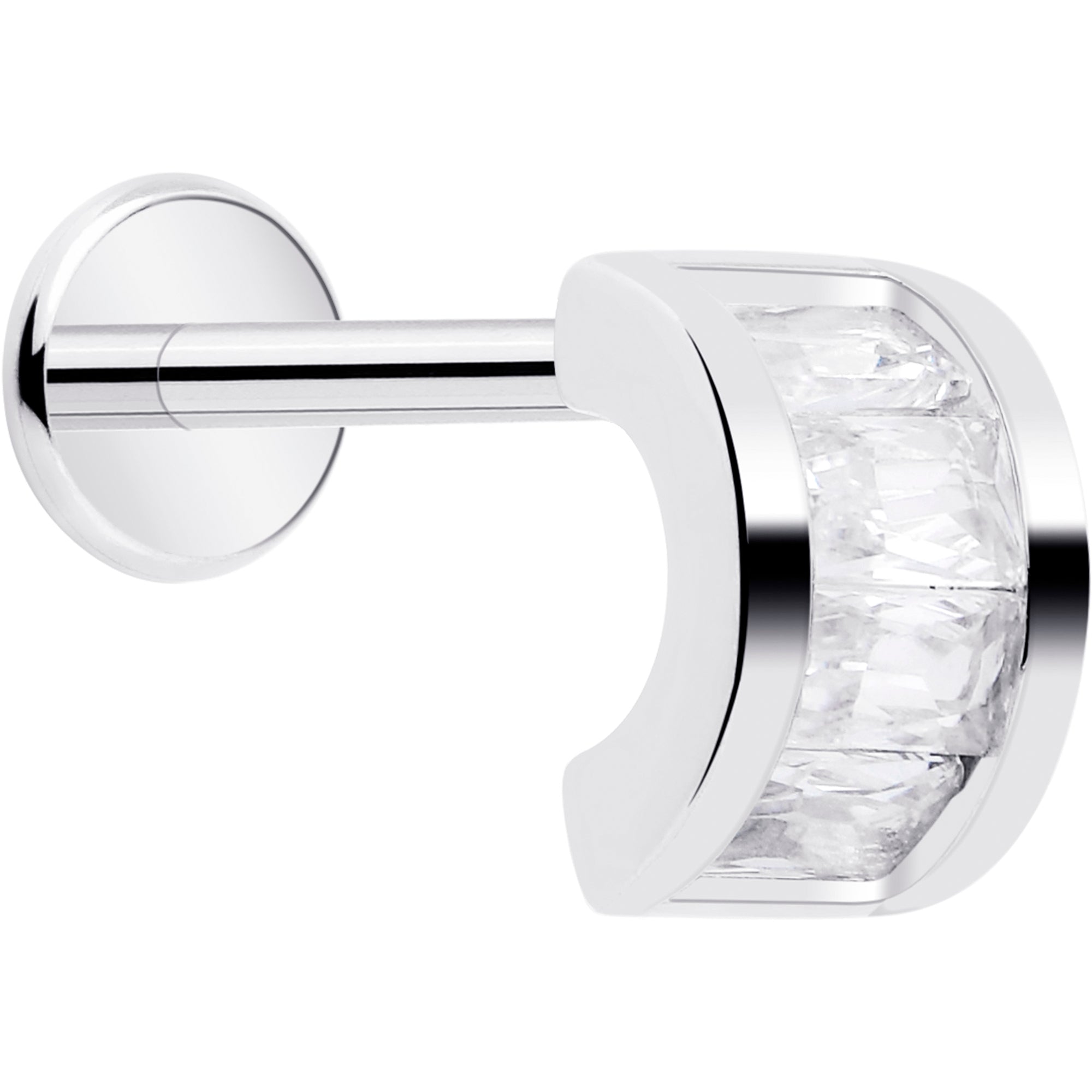 18 Gauge Clear CZ Gem Horseshoe Threadless Labret