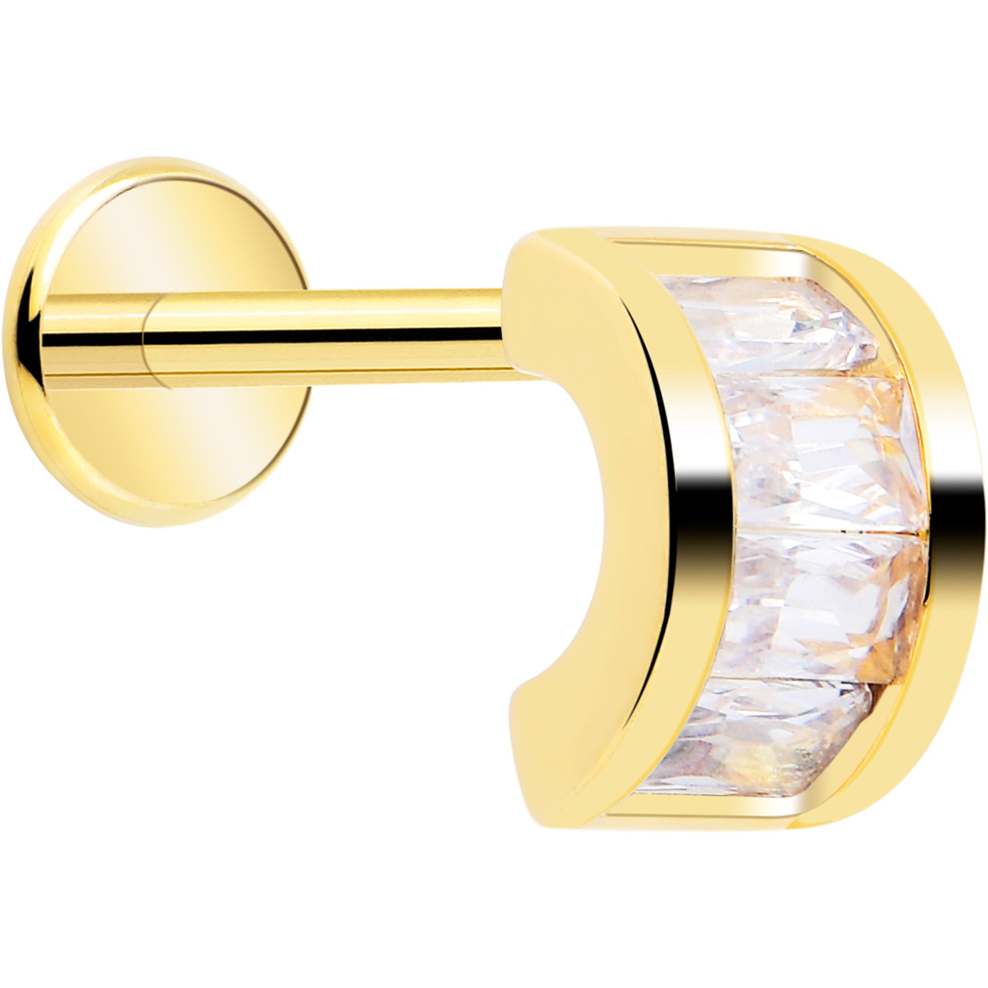 18 Gauge Clear CZ Gem Gold Tone Horseshoe Labret