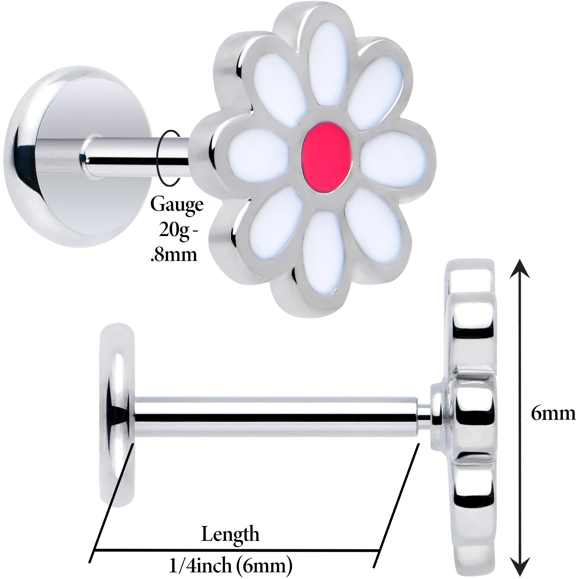 Pair of Daisy Flower Flat Back Studs