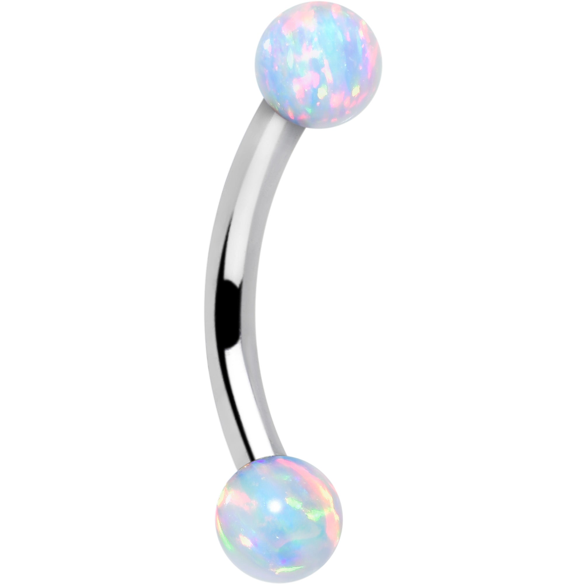 16 Gauge 5/16 White Synthetic Opal Titanium Eyebrow Ring