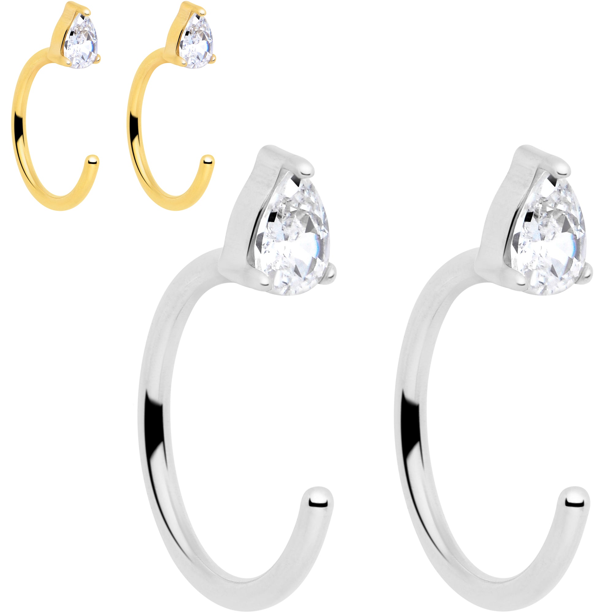 20 Gauge 7mm Clear Gem Titanium Triangle Hoop Earrings