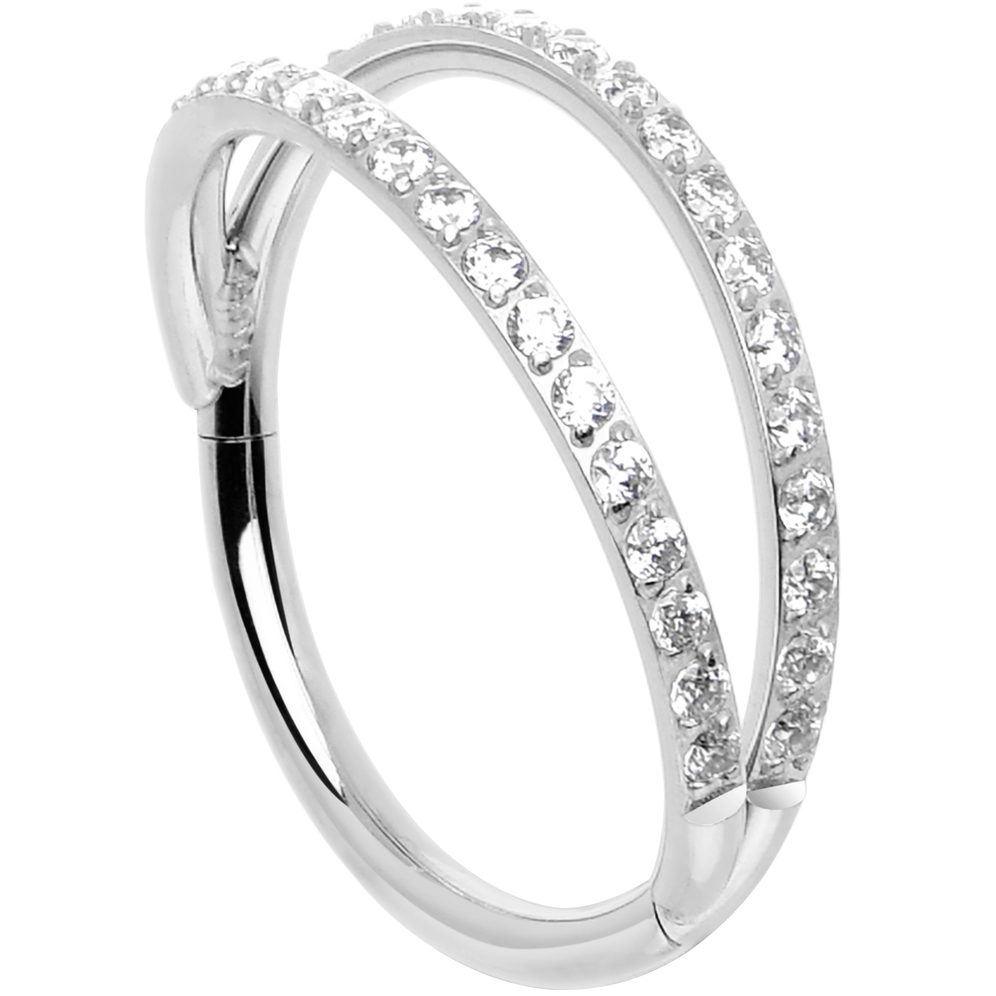 Micro Gem Titanium Hinged Double Nose Hoop