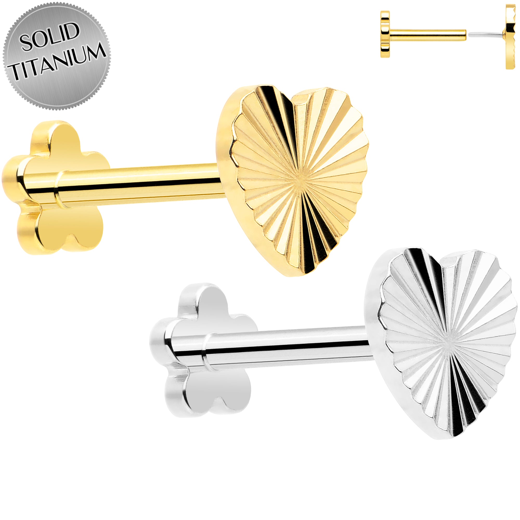 18 Gauge Gold Tone Titanium Flat Back Earring