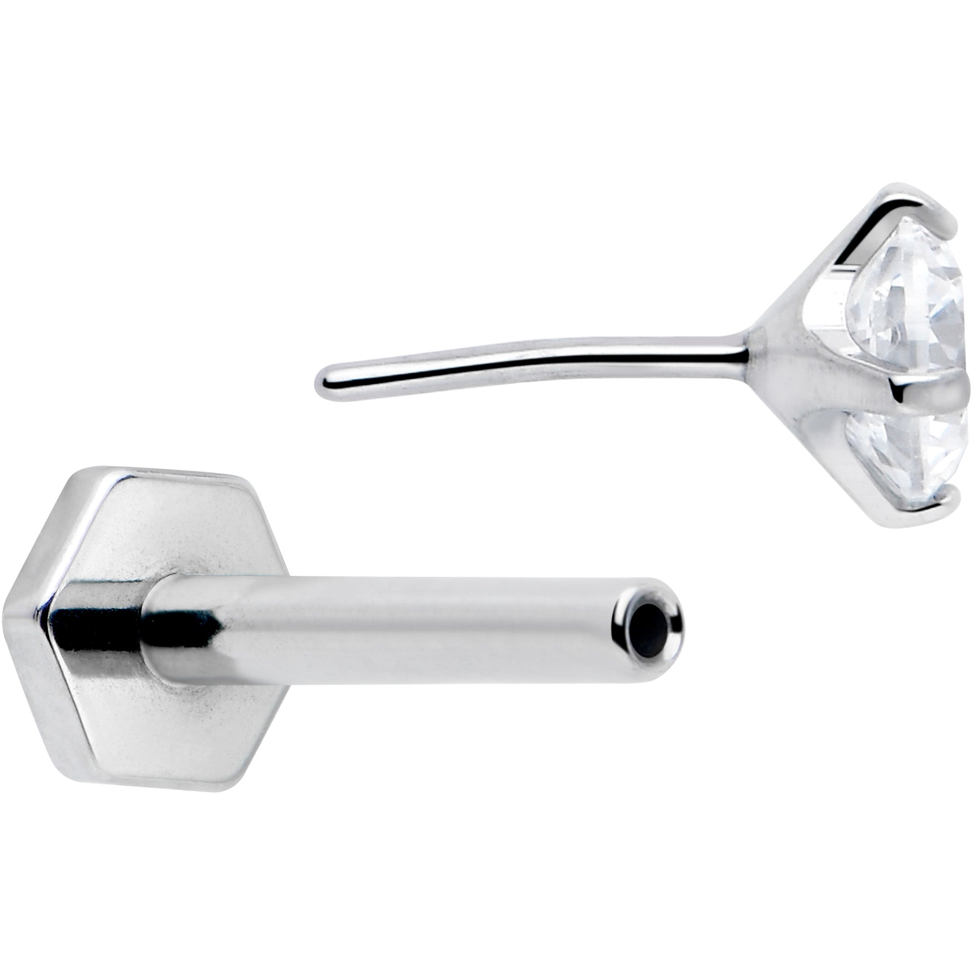 Implant Grade Titanium Clear Gem Flatback Stud