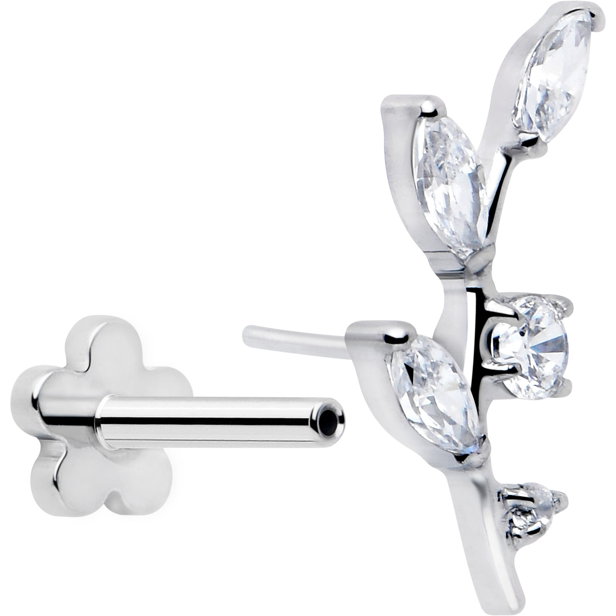 Clear Gem Implant Grade Titanium Flatback Stud