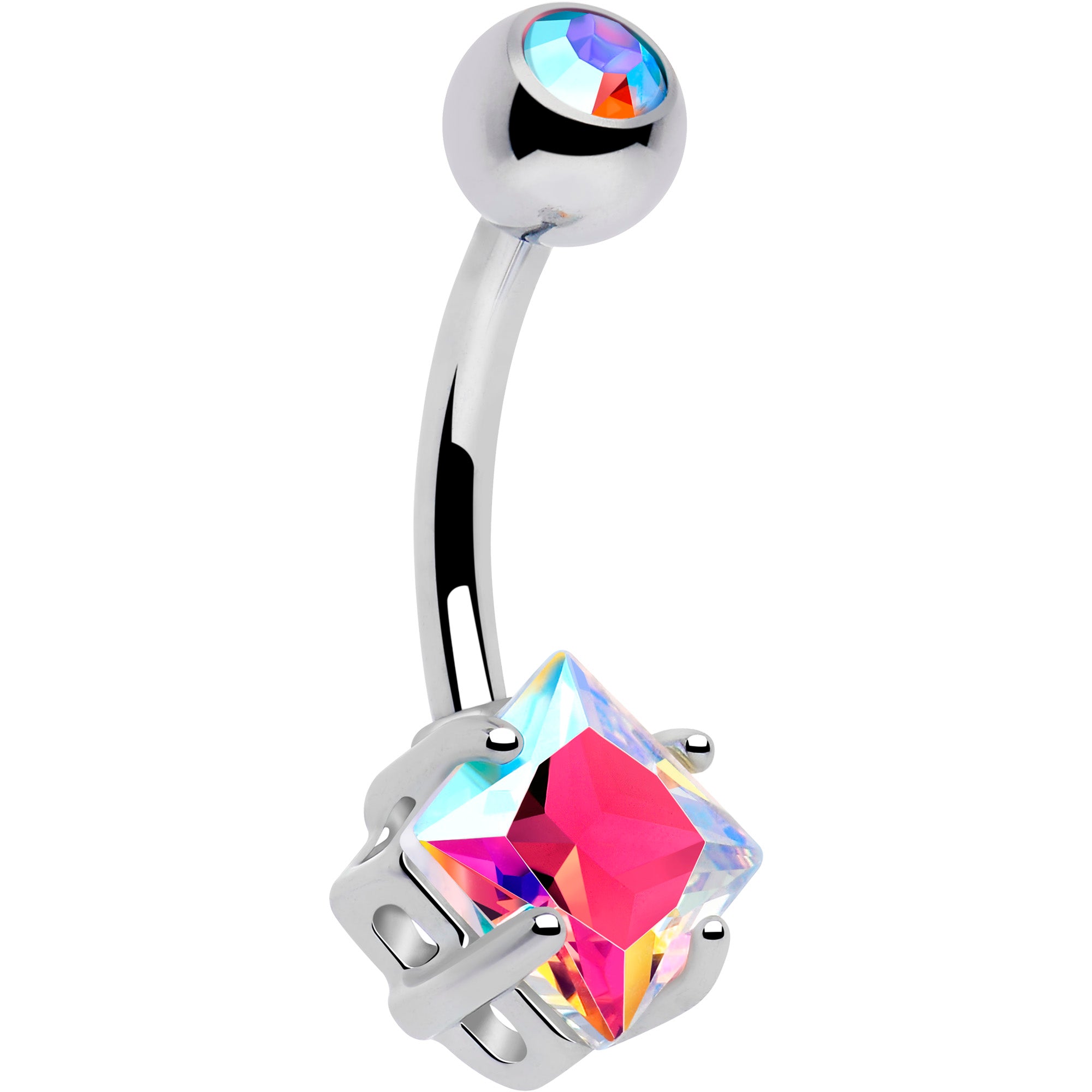 Aurora CZ belly ring implant grade titanium