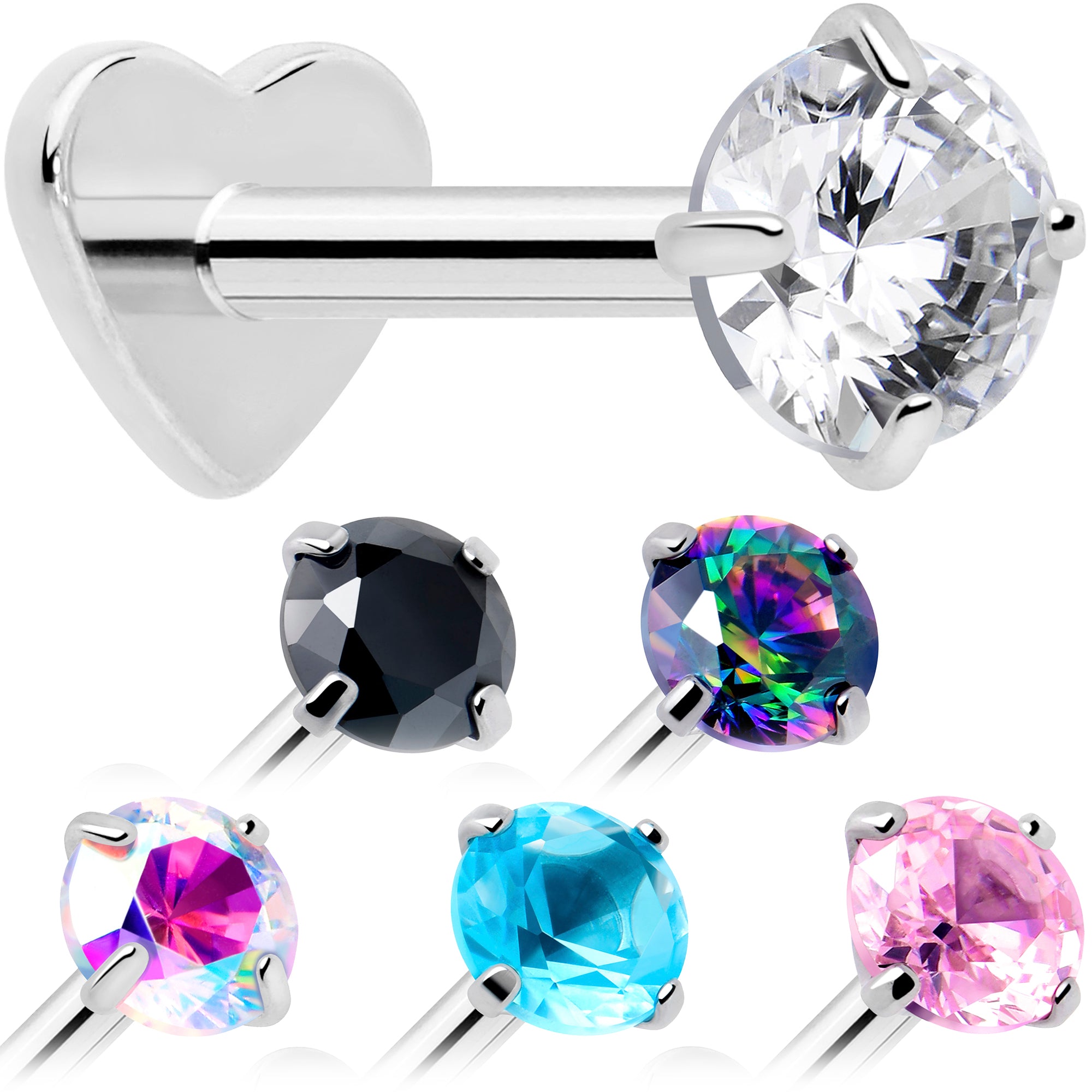 18 Gauge 5/16 Aurora CZ Titanium Reversible Flatback