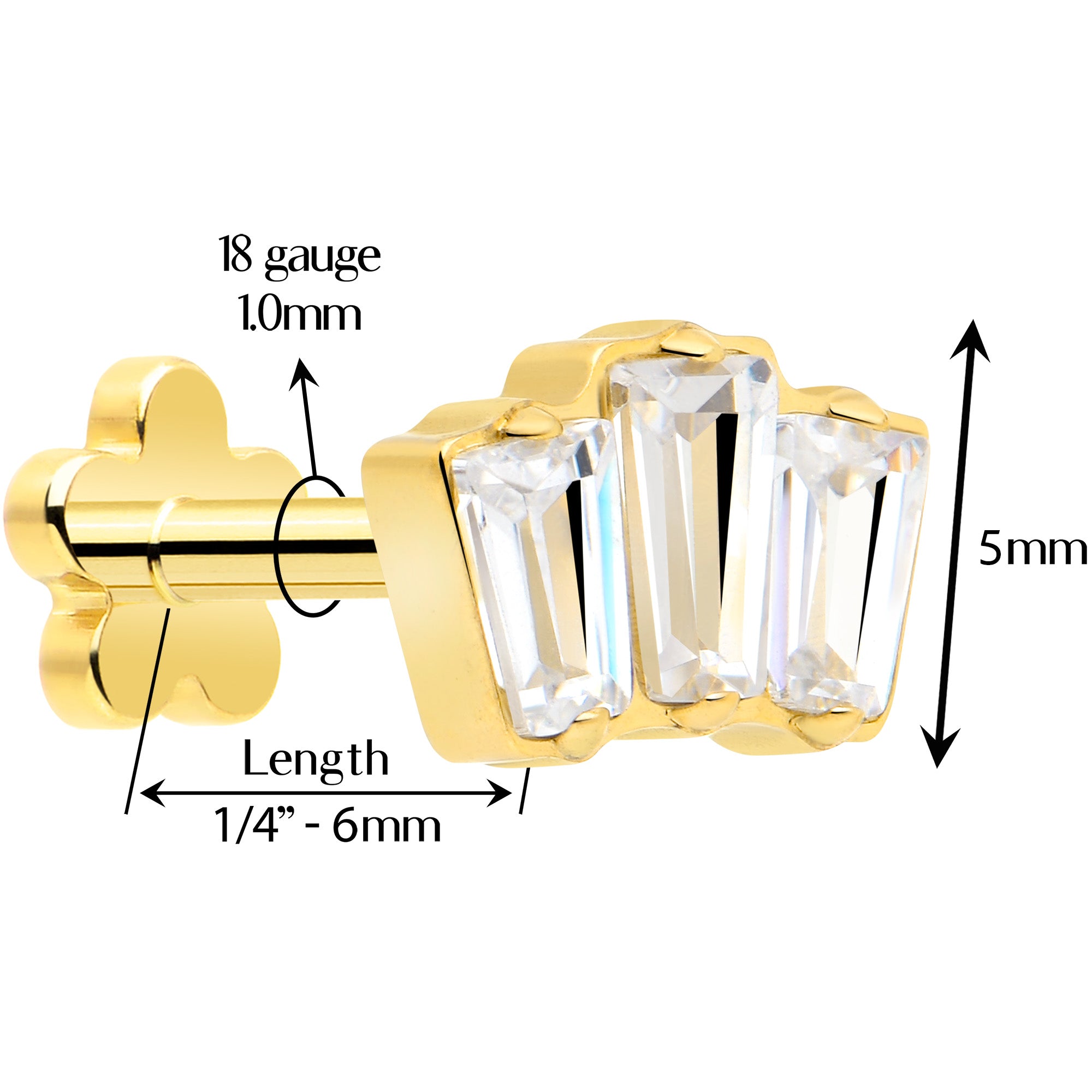 Titanium threadless flower earring 18 gauge reversible design