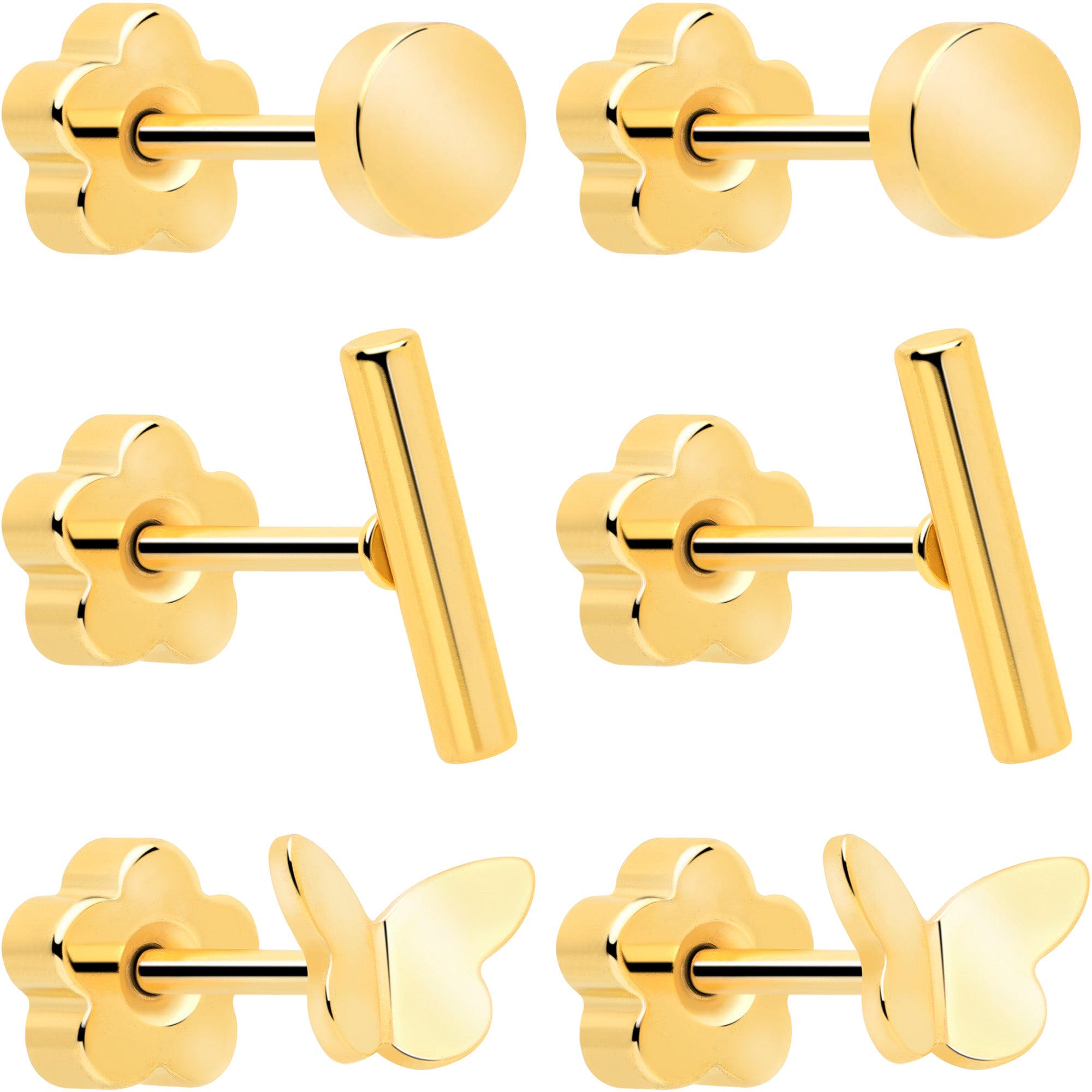 Flat butterfly and flower earrings 20 gauge jewelry