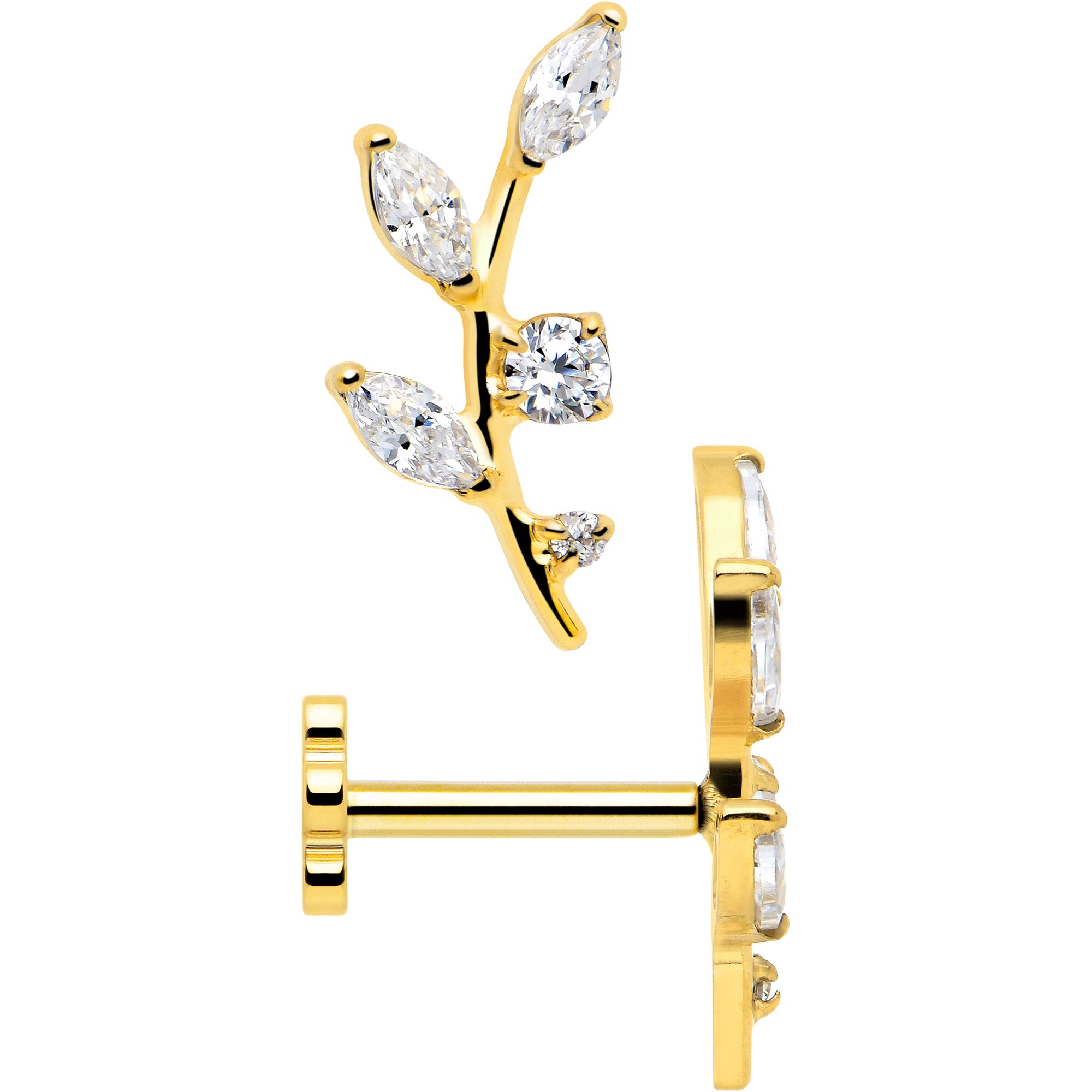 threadless implant grade titanium clear gem earring