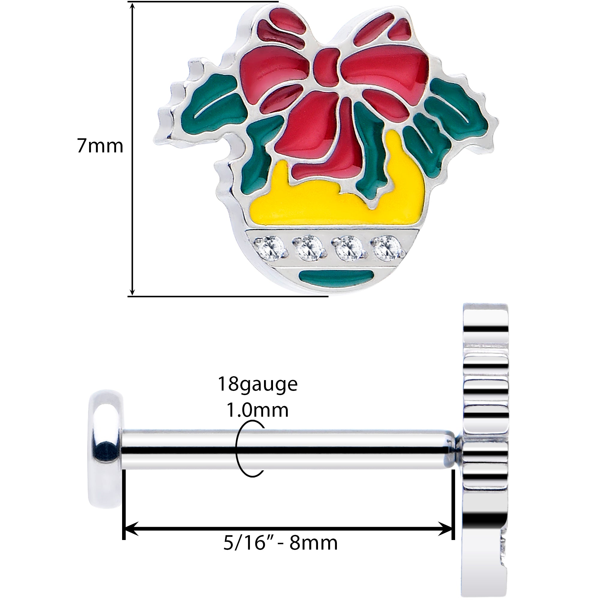 Christmas Flat Back Earring - Holiday Ornament