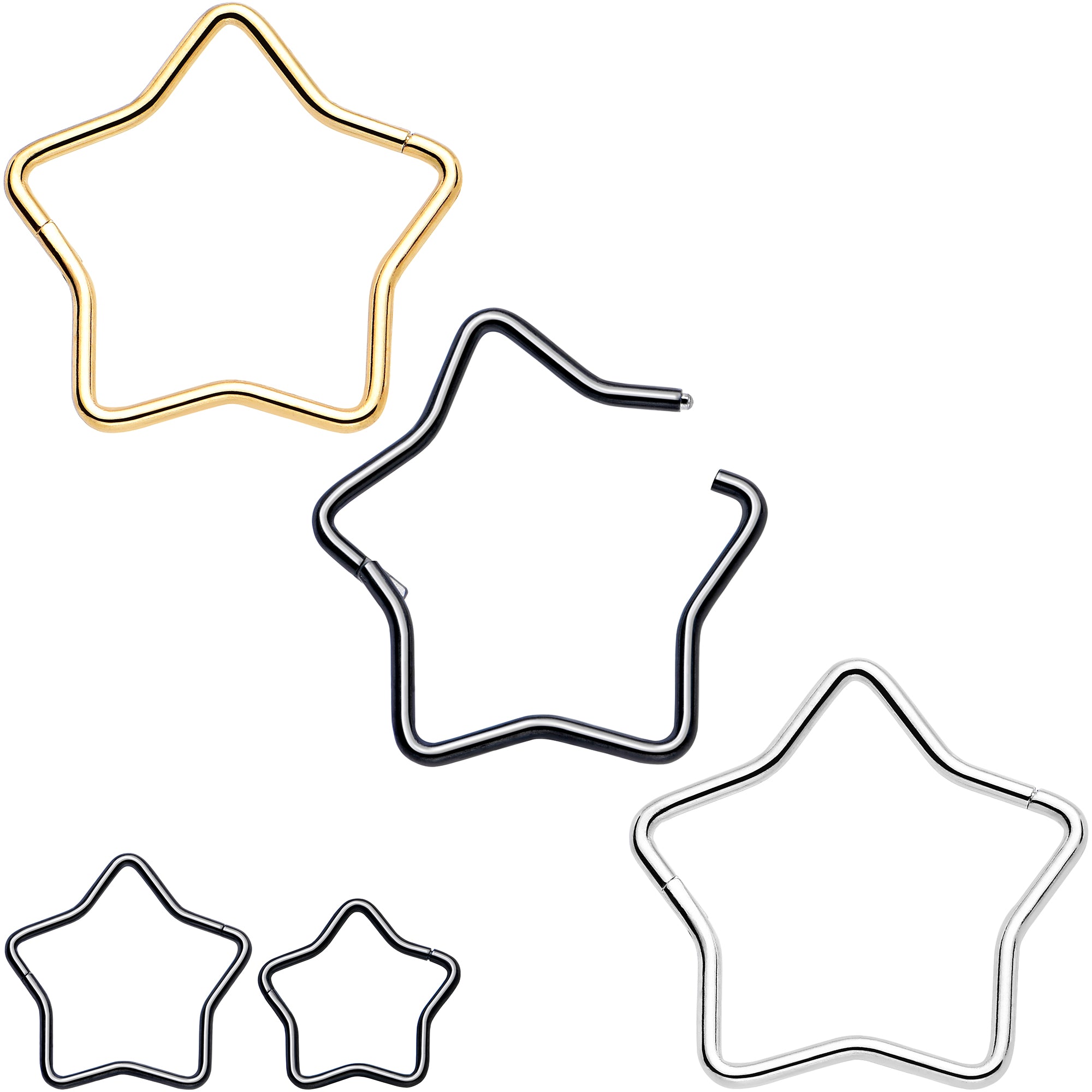 20 Gauge Seamless Hollow Star Nose Hoop Surgical Steel