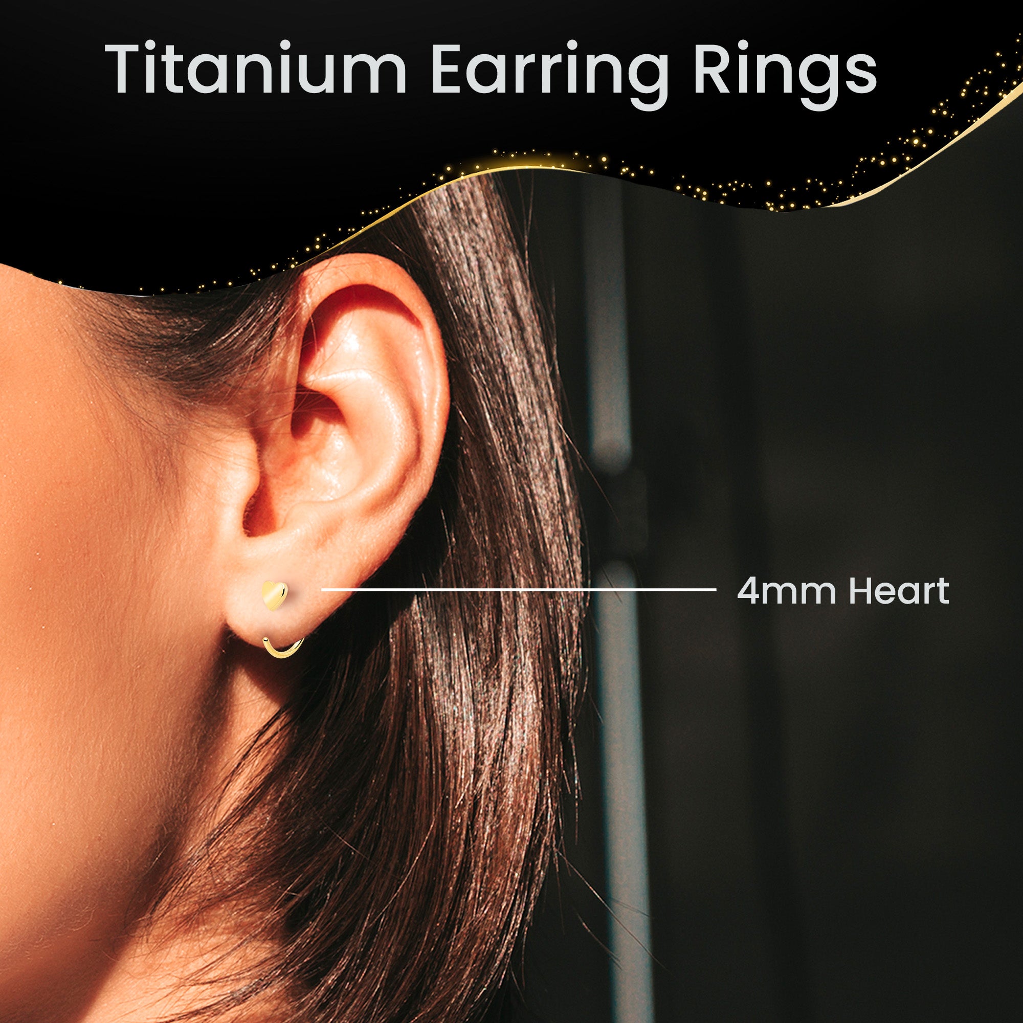implant grade titanium gold tone heart earrings set