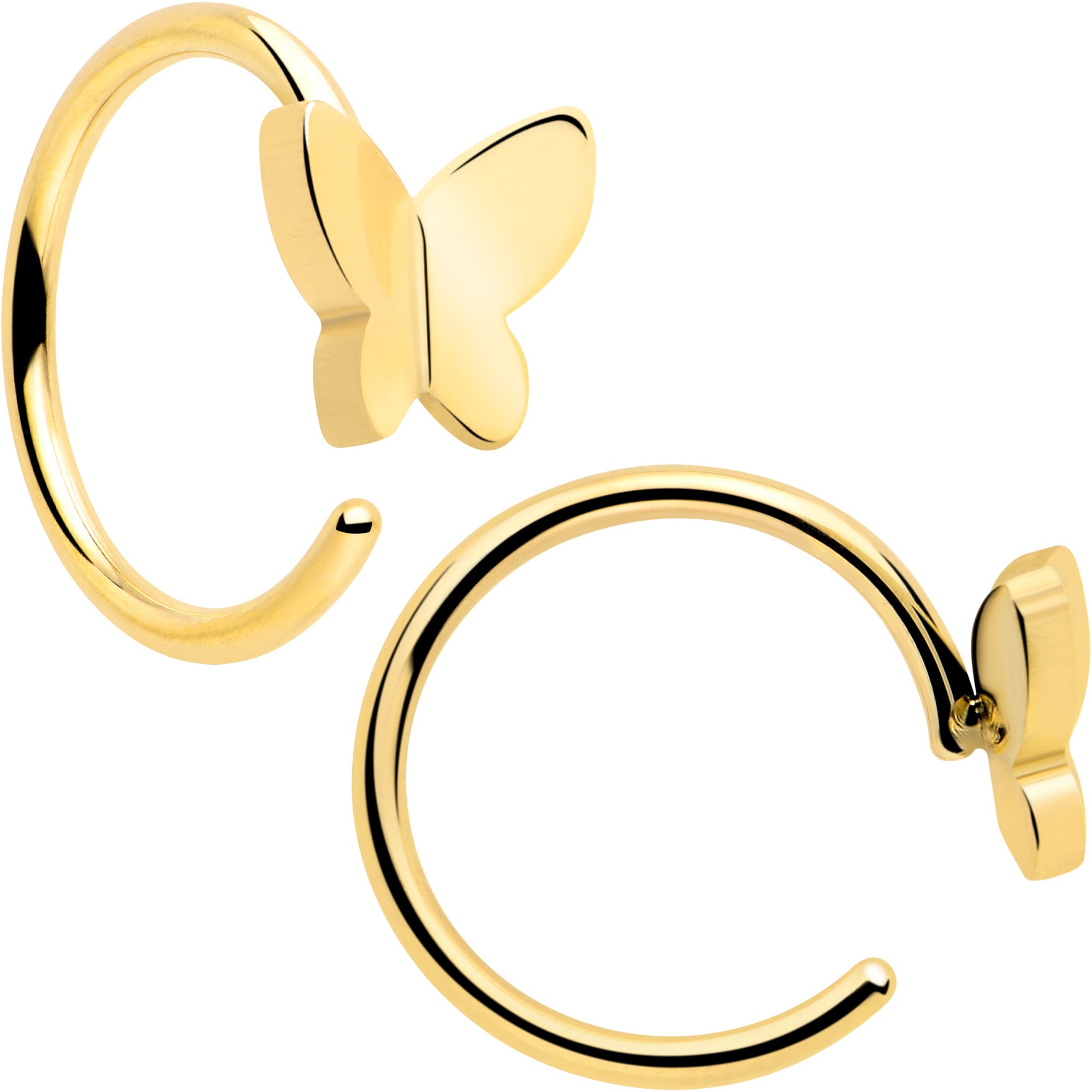 Gold tone butterfly open hoop earring set lightweight jewelry