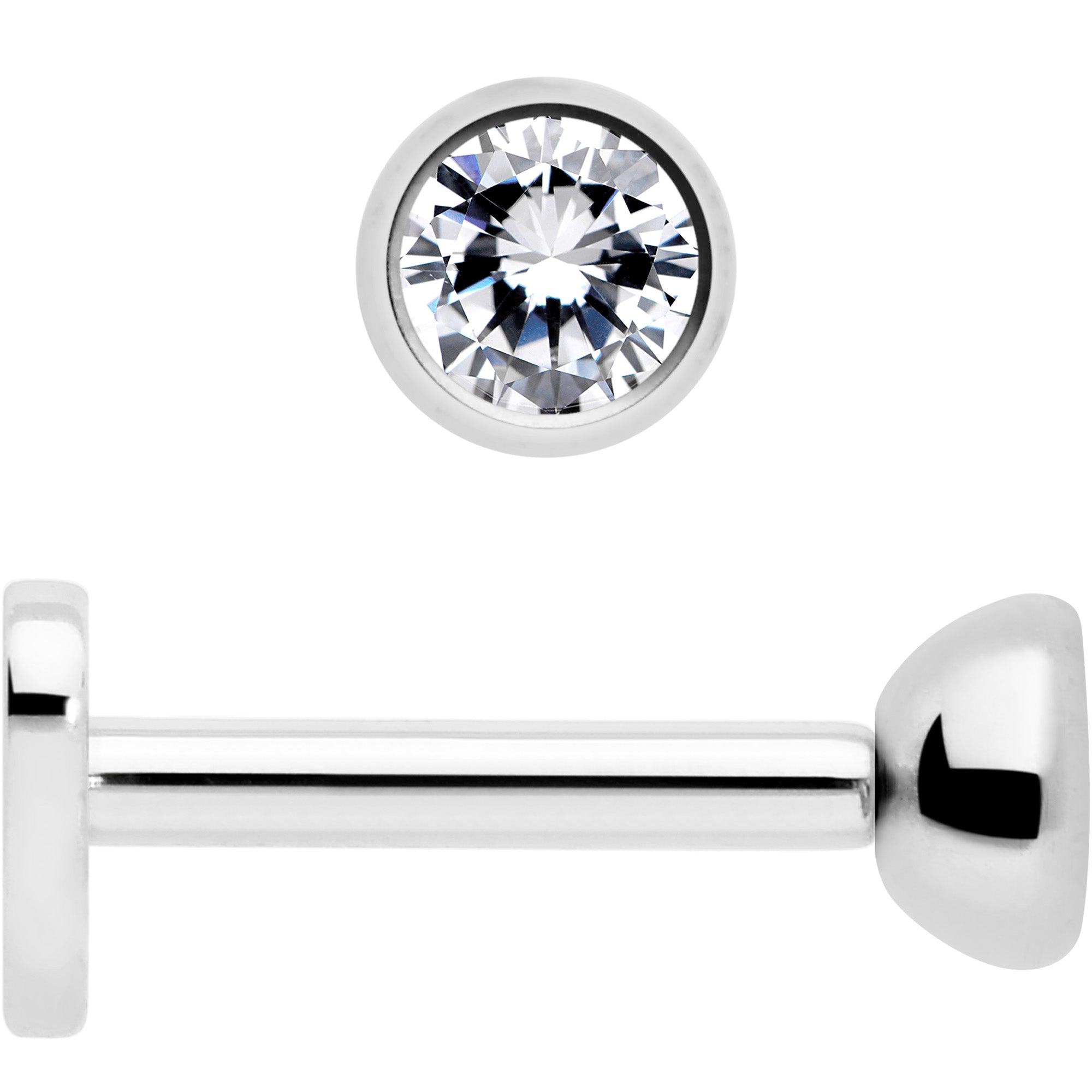 Clear gem reversible heart earring implant titanium cartilage stud 18G