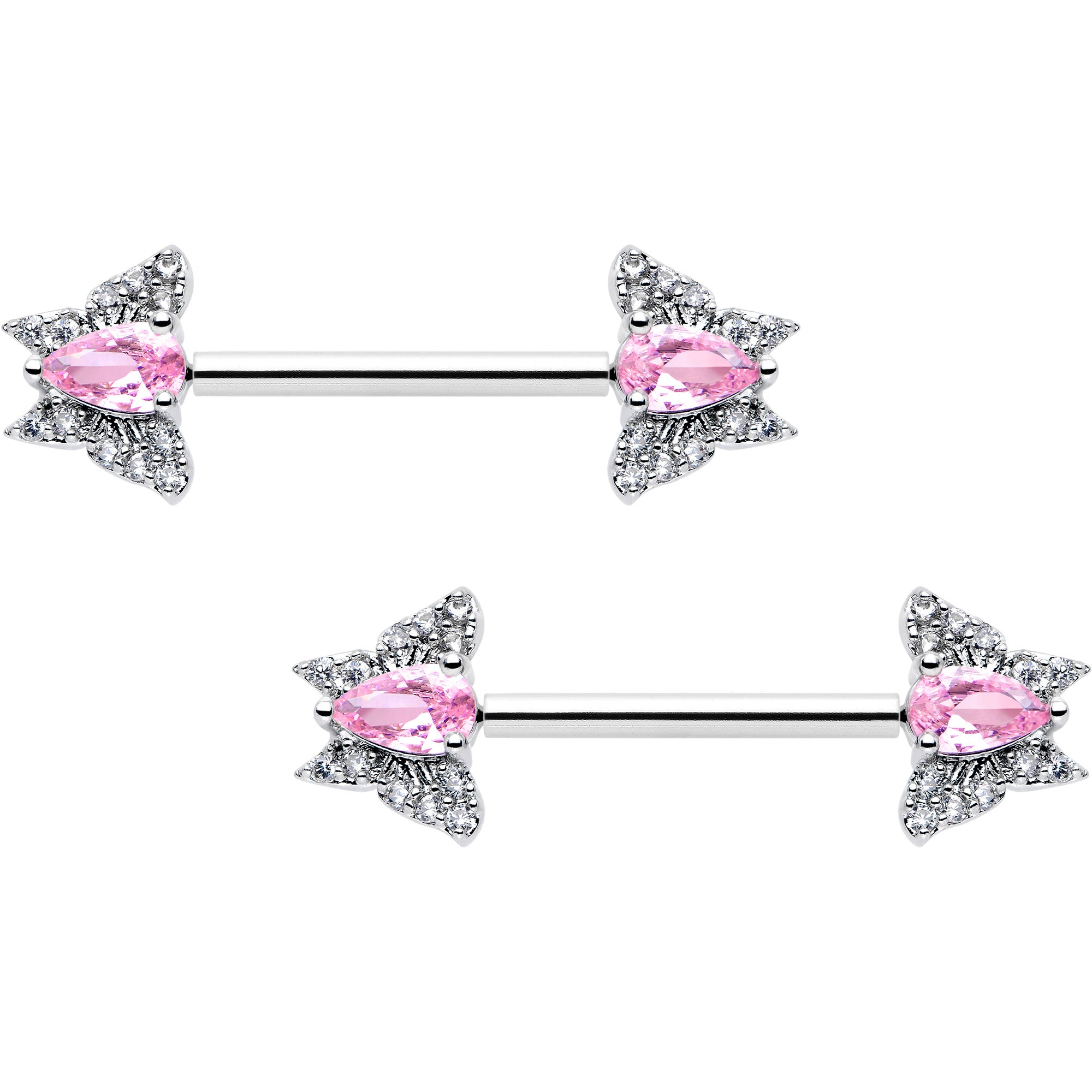 14G 9/16 Style Butterfly Threadless Nipple Ring Set