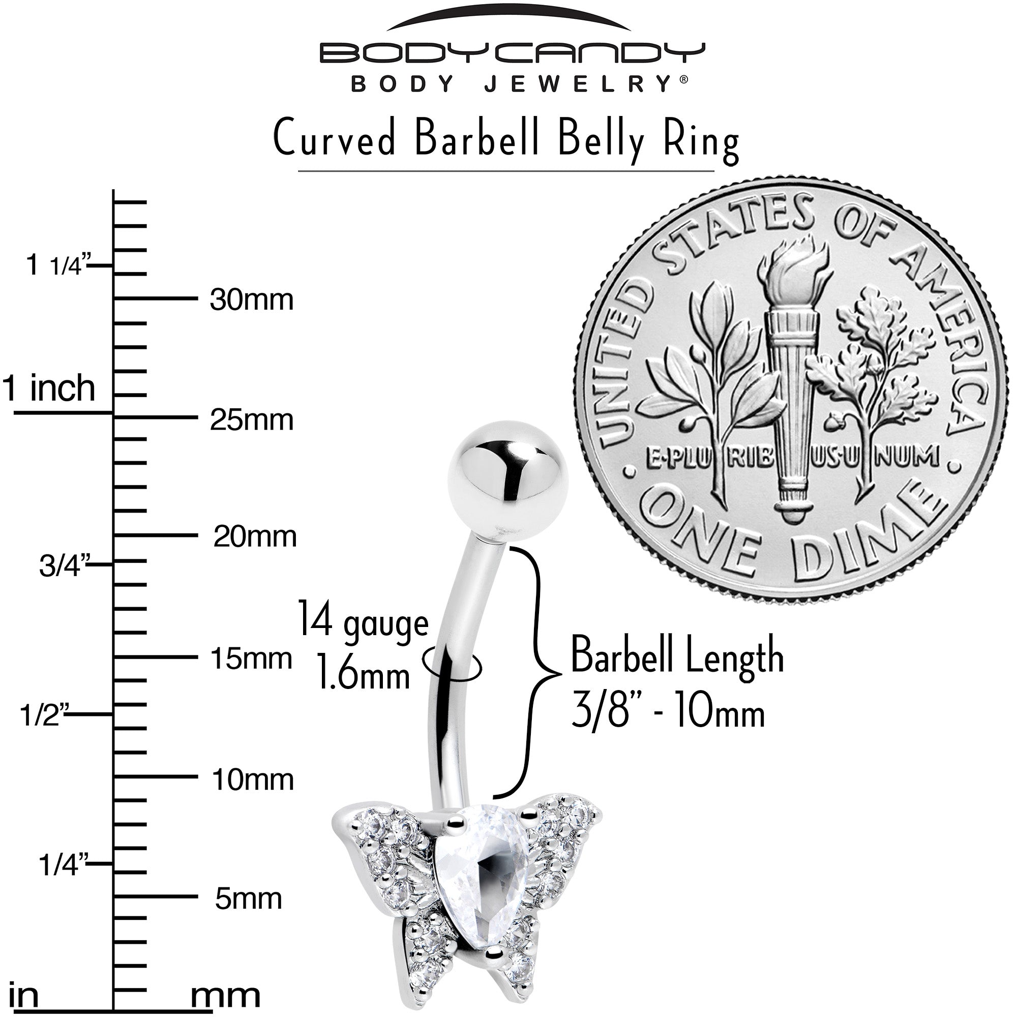 Crystal Butterfly Navel Ring