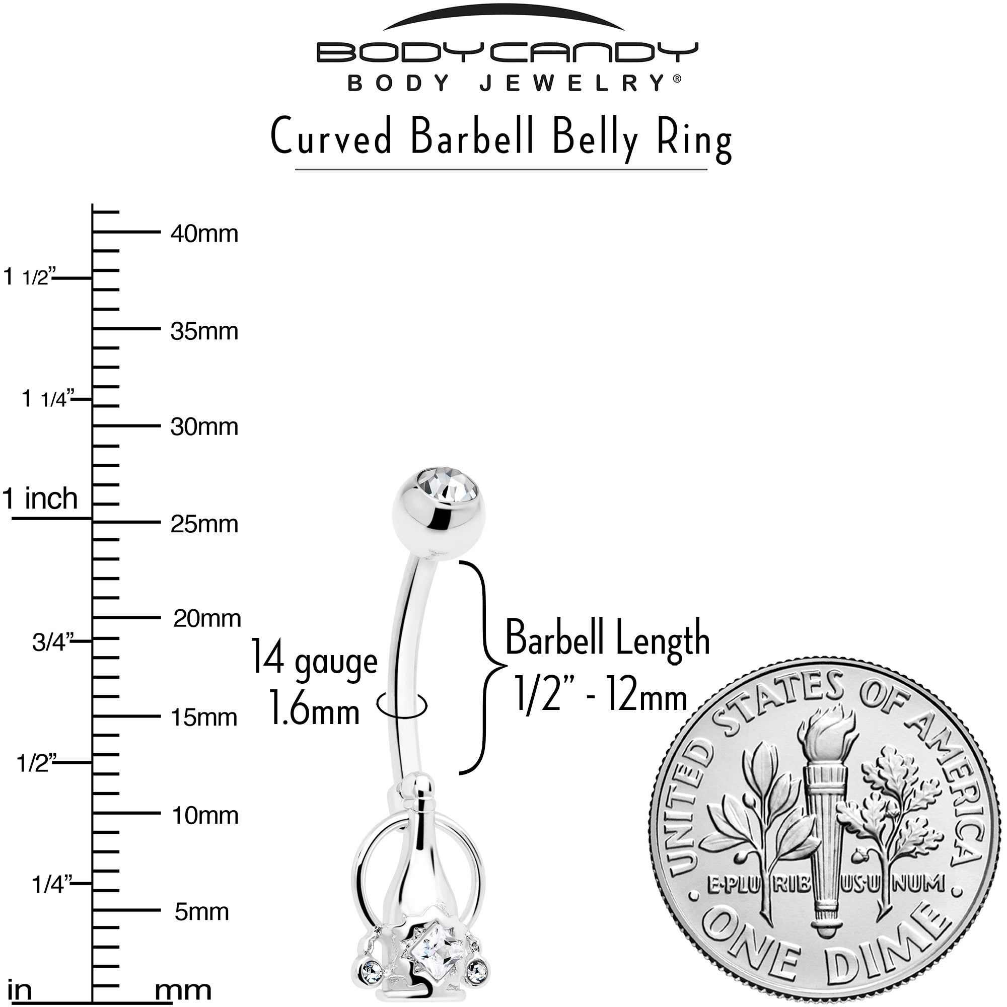 Dangle Belly Ring Gem Champagne