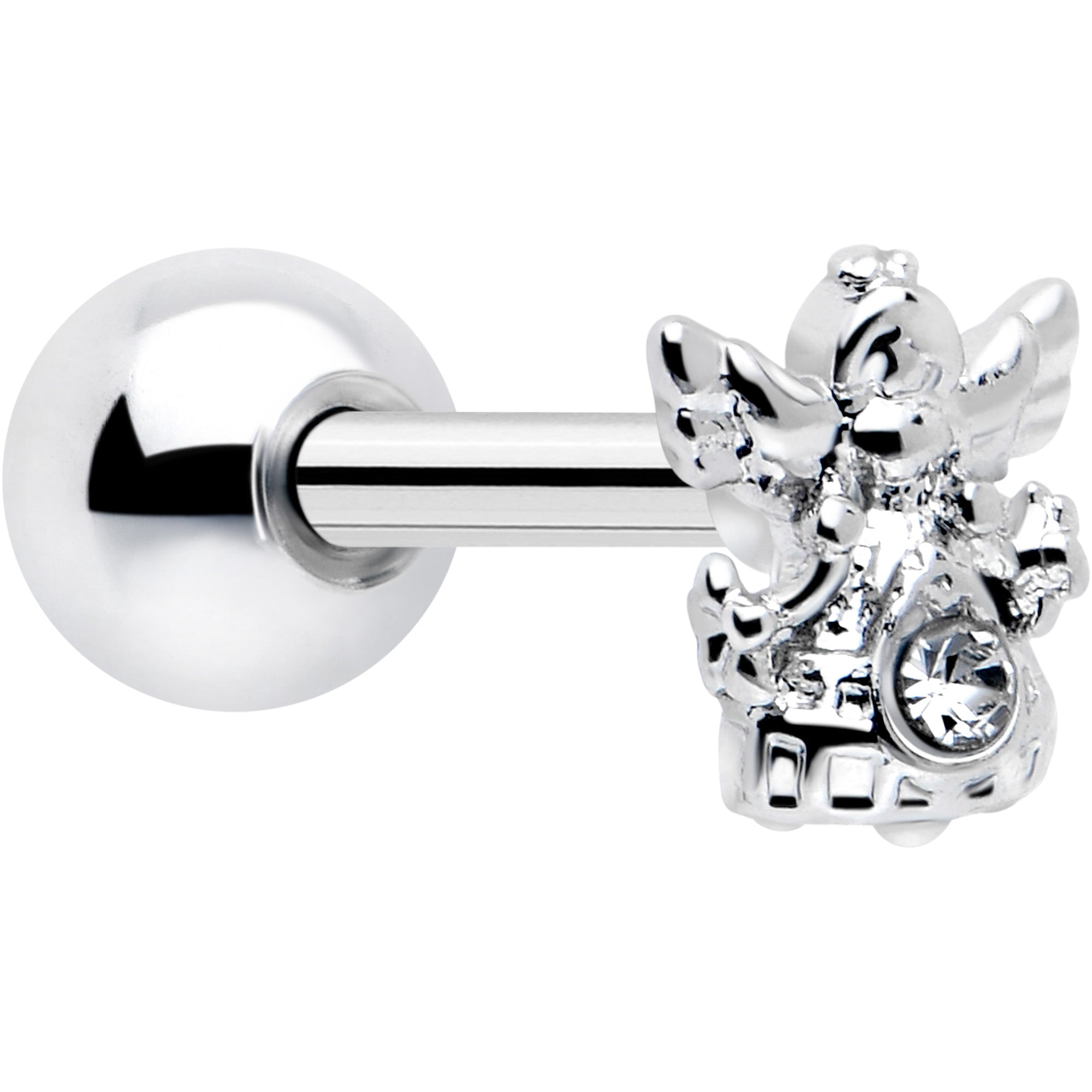 16 Gauge Clear CZ Angel Cartilage Earring