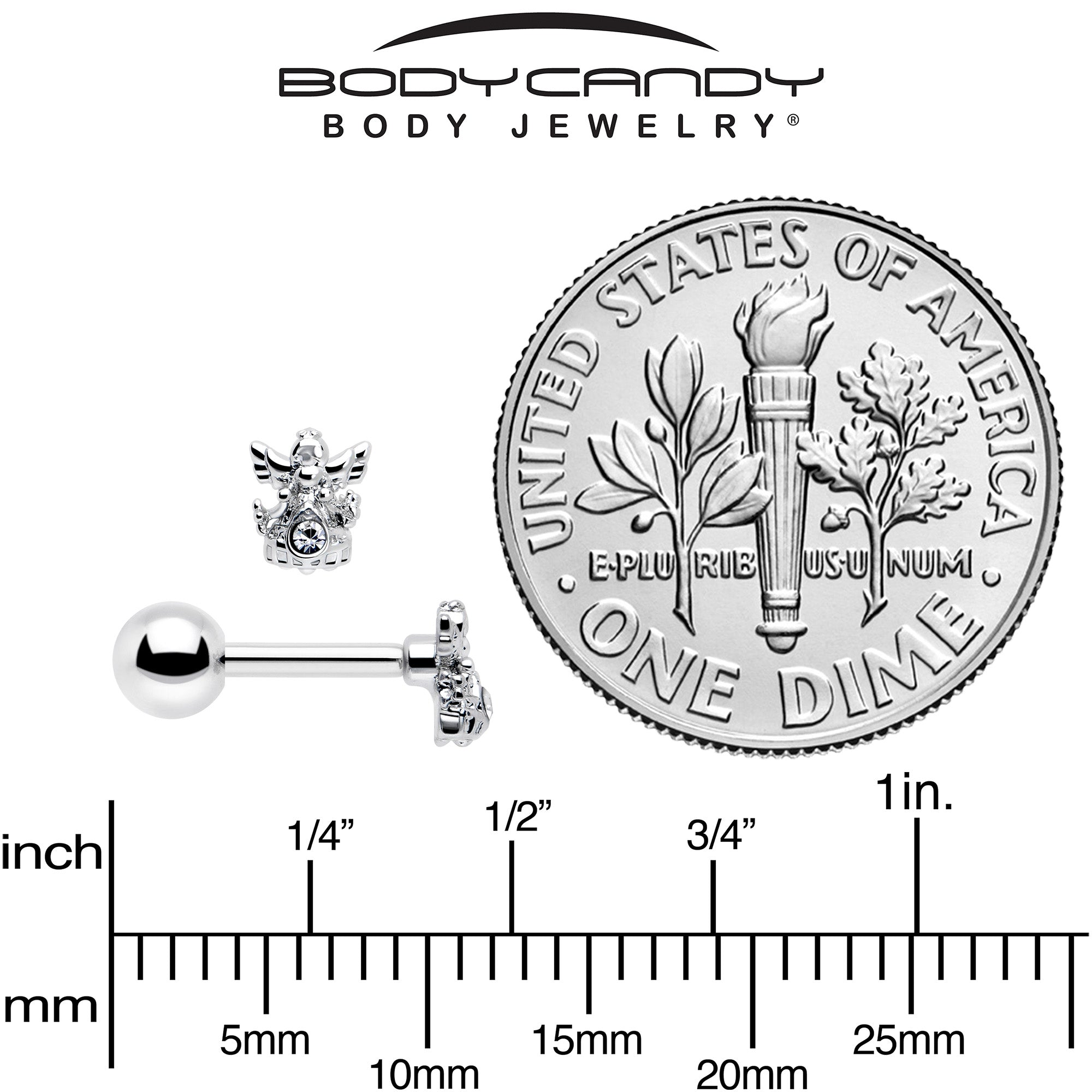 16G 1/4 Clear CZ Gem Fabulous Angel Cartilage Tragus Earring