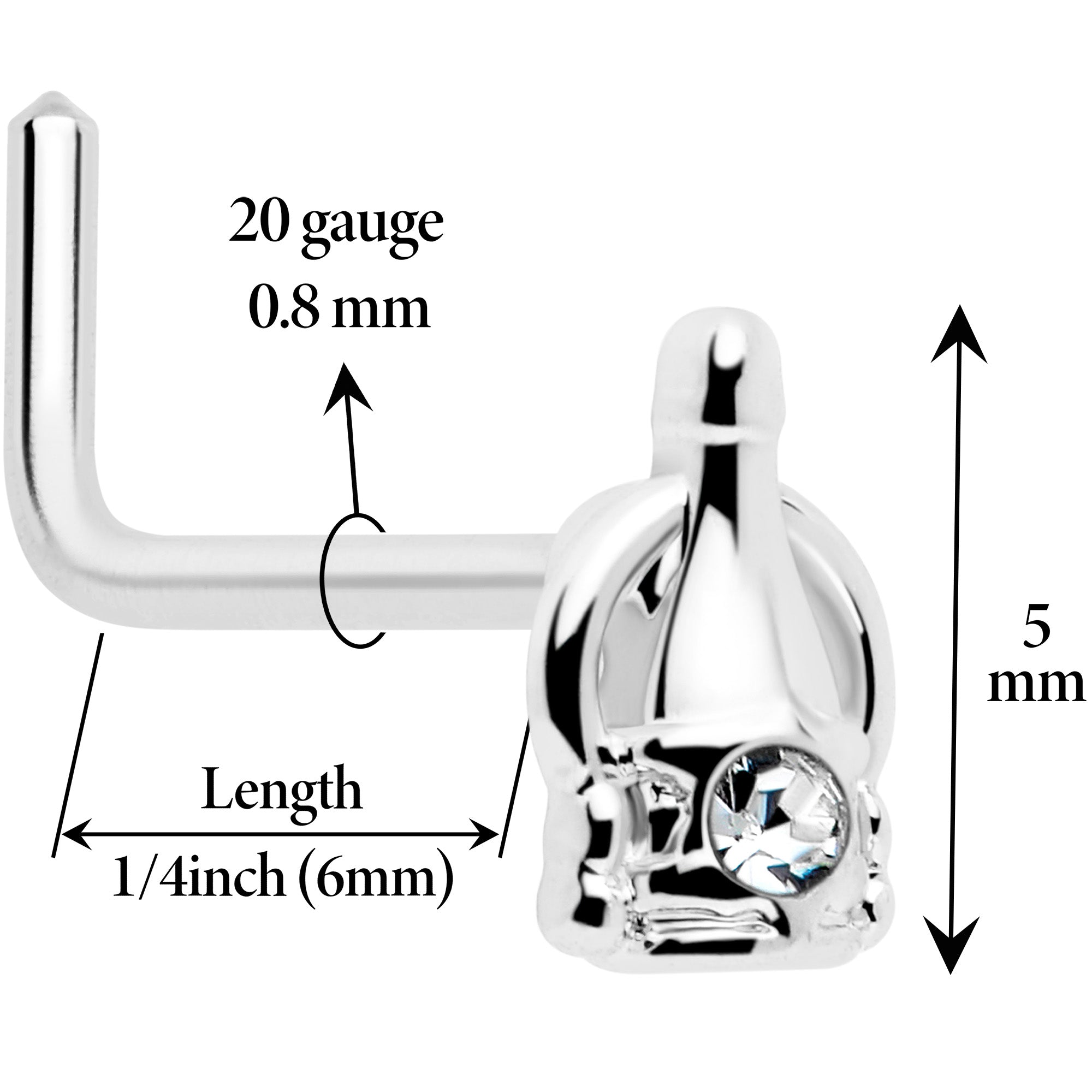 Champagne Dreams 20 Gauge L Shape Nose Jewelry
