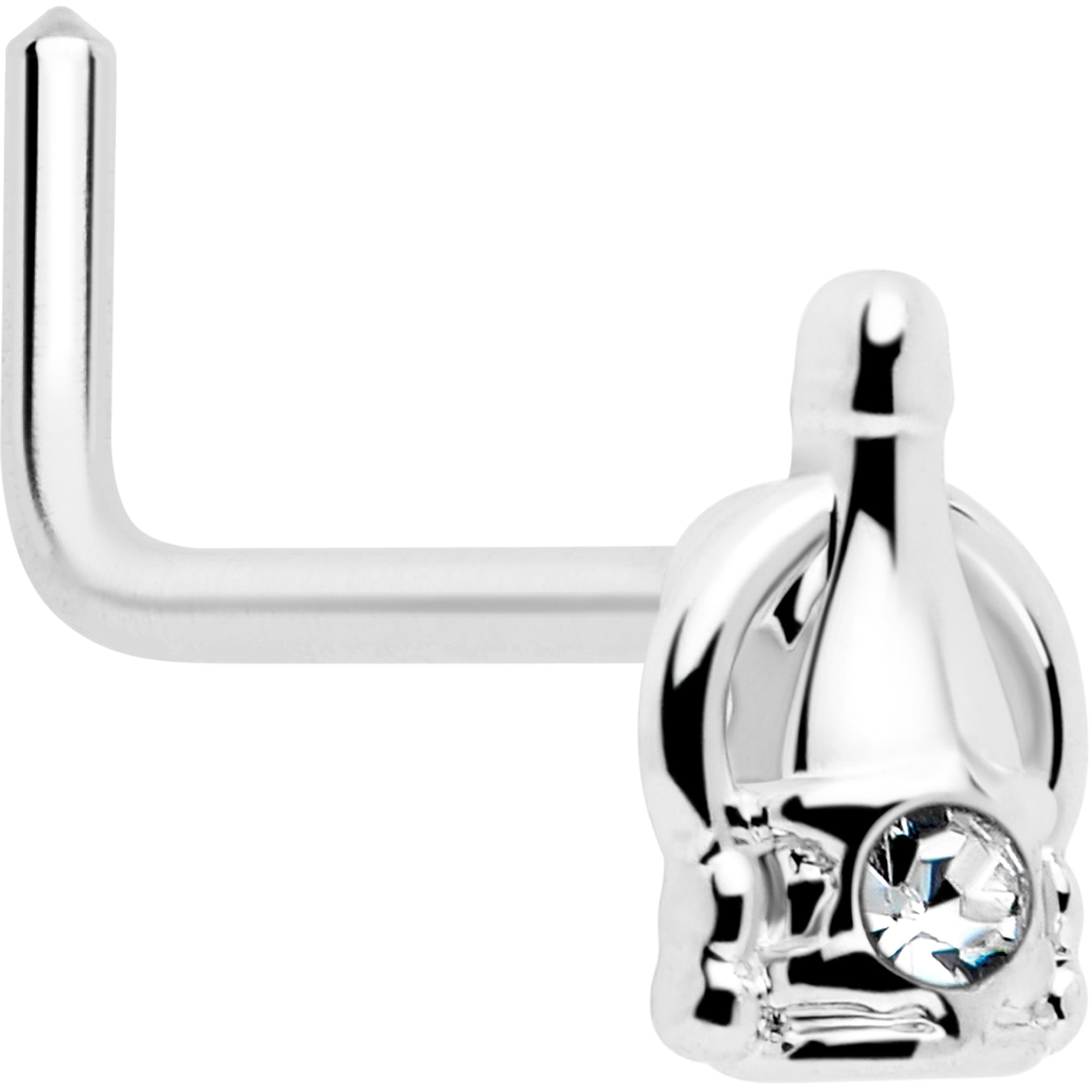 20 Gauge 7mm Clear Gem Gold Tone L Shape Nose Ring