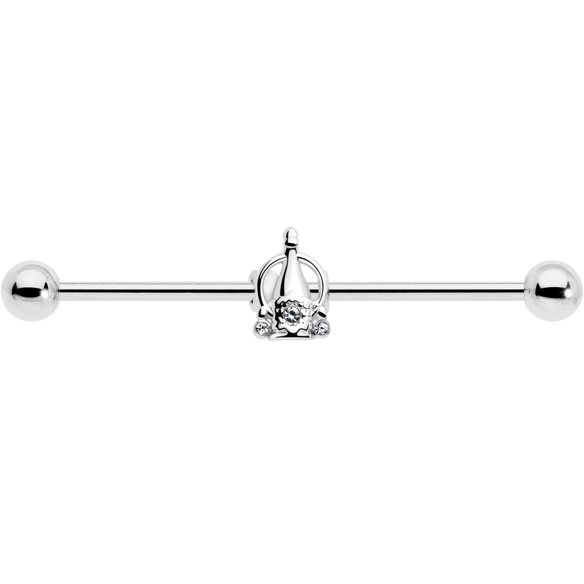 14 Gauge Industrial Barbell with Gem