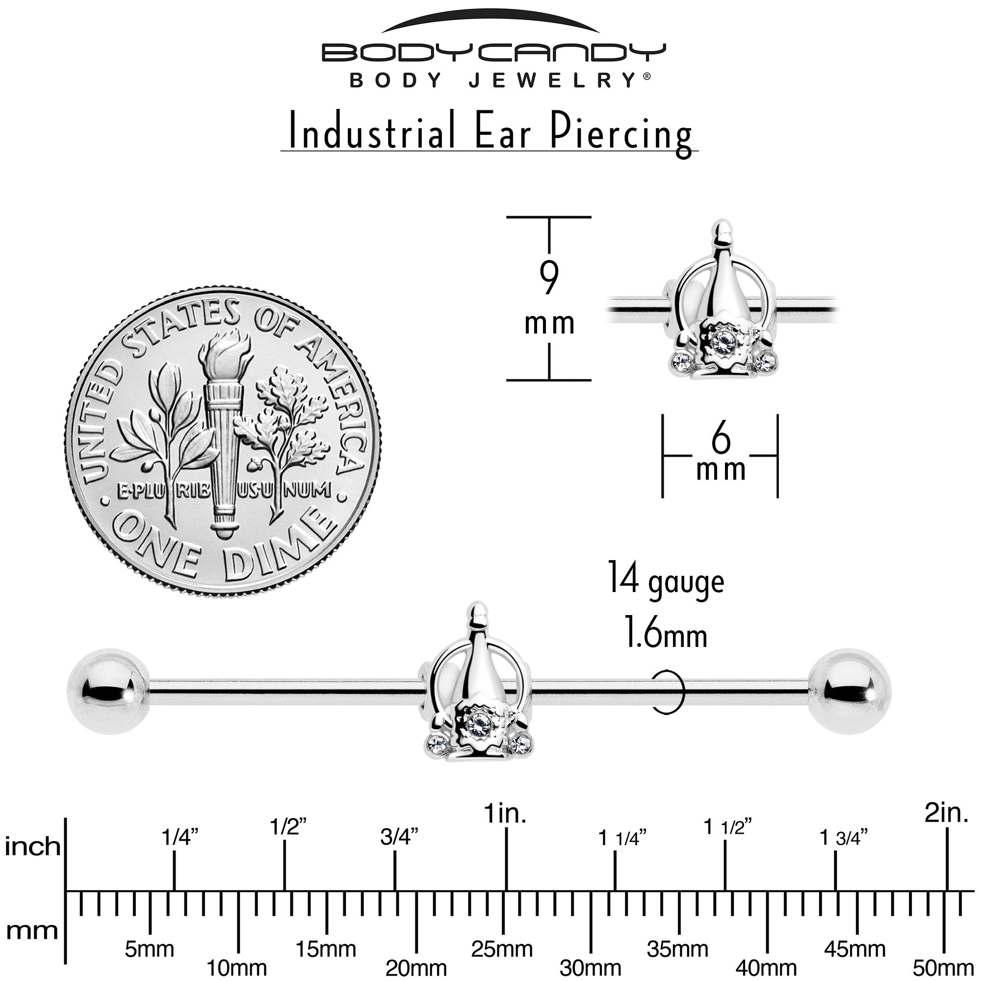 Industrial Barbell Gem 14 Gauge 38mm