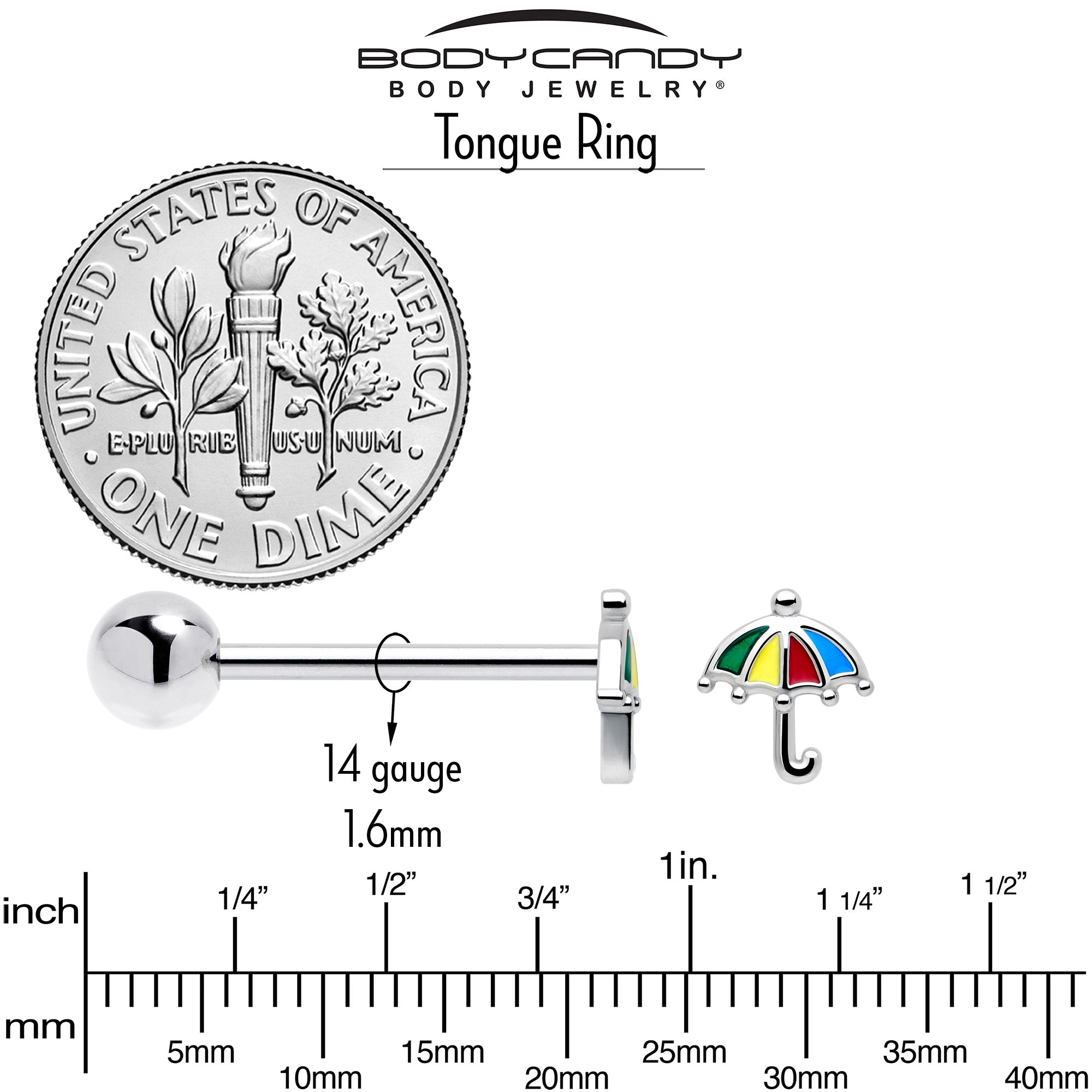 Unique umbrella shaped tongue barbell